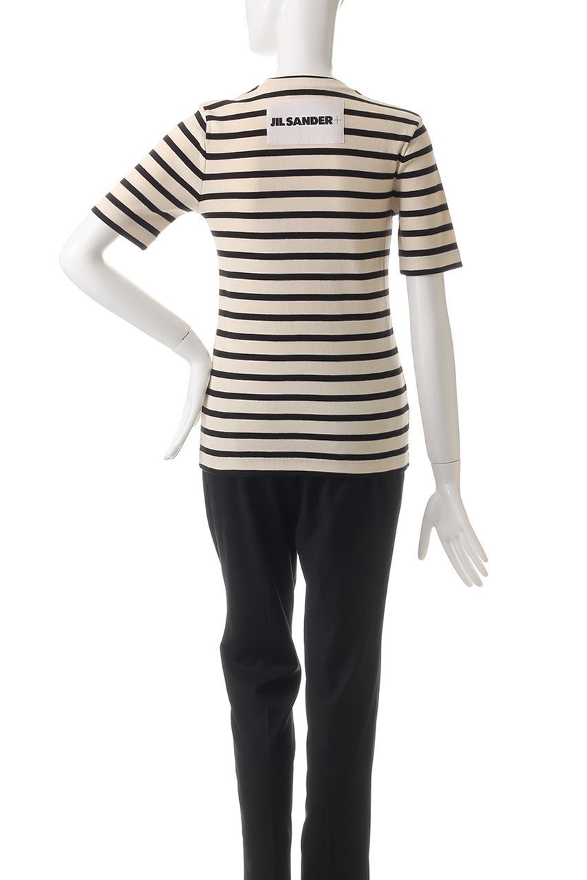 【ジル サンダー/JIL SANDER】の【JIL SANDER+】クルーネックボーダーTシャツ 人気、トレンドファッション・服の通販 founy(ファニー) 　ファッション　Fashion　レディースファッション　Fashion for Women　トップス・カットソー　Cut & Sew Tops　シャツ・ブラウス・オフィスカジュアル　Elegant Blouses & Button-Ups　ロングTシャツ・Tシャツ　Longline T-Shirts & Tees　カットソー・ベーシックTシャツ　Cut-and-Sewn Tops / Stretch Tees & Basics　インナー　Innerwear　ショート　Short, Short Length　スリーブ　Sleeve, Long Sleeve / Short Sleeve　ボーダー　Border, Stripe　エレガント 上品　Elegant　other-4|ID: prp329100004306726 ipo3291000000034544441