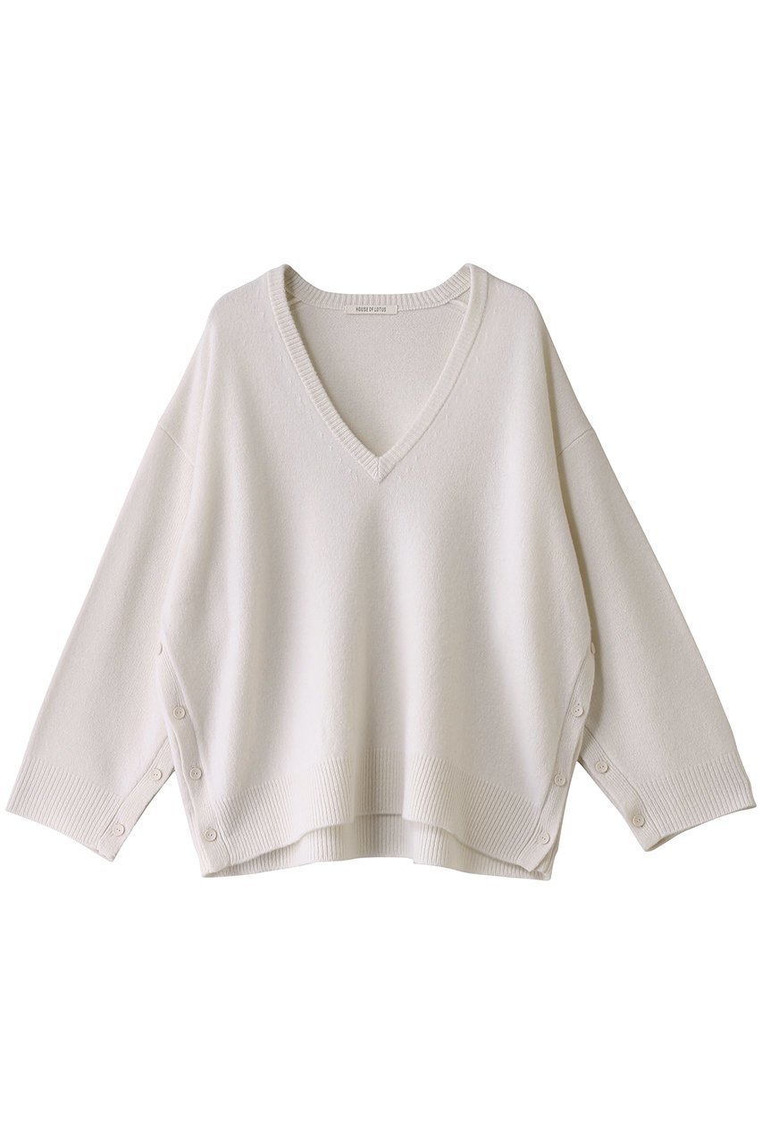 【ハウス オブ ロータス/HOUSE OF LOTUS】のウールVネックプルオーバー 人気、トレンドファッション・服の通販 founy(ファニー) 　ファッション　Fashion　レディースファッション　Fashion for Women　トップス・カットソー　Cut & Sew Tops　ニット　Knit Tops & Sweaters　カジュアルプルオーバー・ニットトップス　Pullovers & Knit Tops / Casual Pullovers　Vネックトップス　V-Neck Tops / V-Cut Neckline Shirts　スリット　Slit, Slit Detail　フェミニン　Feminine, Girly　ポンチョ　Poncho, Cape Style　 other-1|ID: prp329100004306738 ipo3291000000032959716