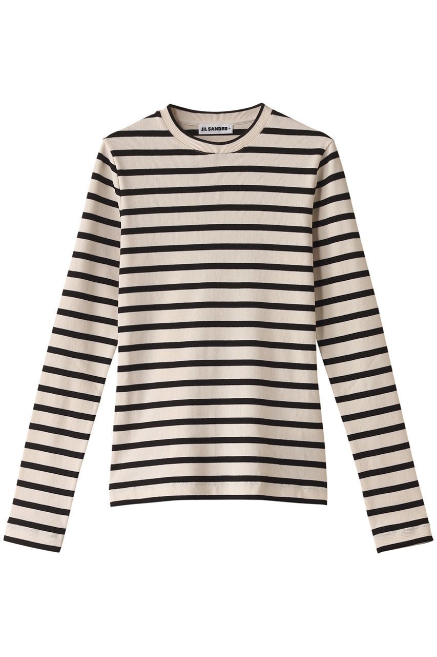【ジル サンダー/JIL SANDER】の【JIL SANDER+】ロングスリーブボーダーTシャツ インテリア・キッズ・メンズ・レディースファッション・服の通販 founy(ファニー) 　ファッション　Fashion　レディースファッション　Fashion for Women　トップス・カットソー　Cut & Sew Tops　シャツ・ブラウス・オフィスカジュアル　Elegant Blouses & Button-Ups　ロングTシャツ・Tシャツ　Longline T-Shirts & Tees　カットソー・ベーシックTシャツ　Cut-and-Sewn Tops / Stretch Tees & Basics　スリーブ　Sleeve, Long Sleeve / Short Sleeve　パッチ　Patch, Appliqué　ベーシック　Basic, Essential　ボーダー　Border, Stripe　ロング　Long, Long-Length　定番　Standard, Basic Item　長袖　Long Sleeve, Full Sleeve　ブルージェイ|ID: prp329100004306752 ipo3291000000032889058