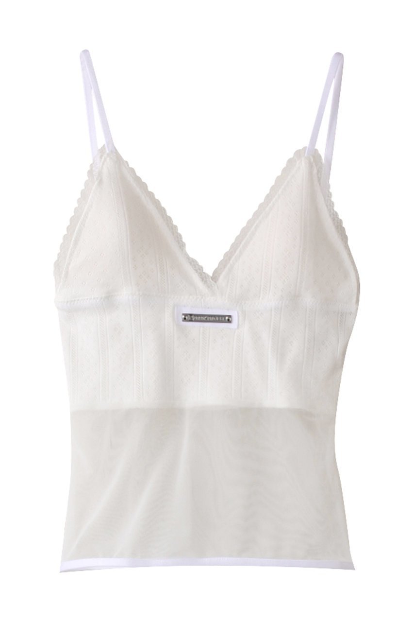 【プランク プロジェクト/PRANK PROJECT】のアイレットレースシアーキャミ / Eyelet lace Sheer camisole インテリア・キッズ・メンズ・レディースファッション・服の通販 founy(ファニー) 　ファッション　Fashion　レディースファッション　Fashion for Women　トップス・カットソー　Cut & Sew Tops　キャミソール&ノースリーブ　Camisoles & Sleeveless Tops　シャツ・ブラウス・オフィスカジュアル　Elegant Blouses & Button-Ups　ロングTシャツ・Tシャツ　Longline T-Shirts & Tees　カットソー・ベーシックTシャツ　Cut-and-Sewn Tops / Stretch Tees & Basics　おすすめ　Recommended / Our Picks　インナー　Innerwear　キャミソール　Camisole, Spaghetti Strap Top　クロップド　Cropped, Short Length　シアー　Sheer, See-Through　スカラップ　Scallop, Scalloped Edge　タンク　Tank Top, Sleeveless Top　トレンド　Trend, Trending Now　パターン　Pattern, Design Print　メッシュ　Mesh, Net Fabric　レース　Lace, Lace Fabric　WHT(ホワイト)|ID: prp329100004308128 ipo3291000000032889219