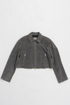 【プランク プロジェクト/PRANK PROJECT】のスウェードクロップドモトジャケット / Suede Cropped Moto Jacket GRY(グレー)|ID:prp329100004308140