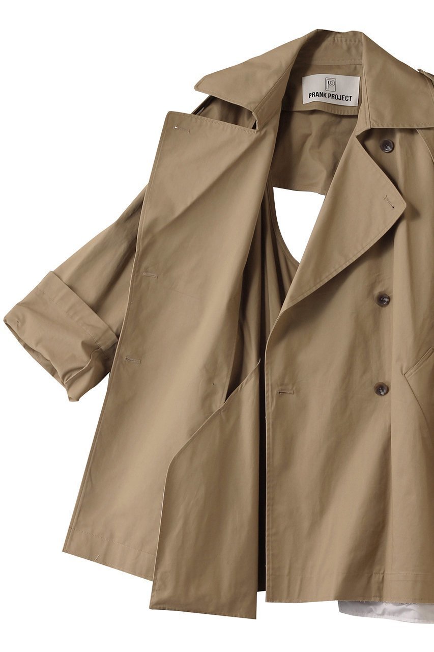 【プランク プロジェクト/PRANK PROJECT】のカットアウトトレンチコート / Cut-out Trench Coat 人気、トレンドファッション・服の通販 founy(ファニー) 　ファッション　Fashion　レディースファッション　Fashion for Women　アウター　Coat / Outerwear Collection　コート・ロングコート・ピーコート　Long Coats, Peacoats & More　トレンチコート / 春秋の定番アウター　Trench Coats　おすすめ　Recommended / Our Picks　ショート　Short, Short Length　スリット　Slit, Slit Detail　デニム　Denim, Jeans Material　バランス　Balance, Style Balance　フォルム　Silhouette, Form　ポンチョ　Poncho, Cape Style　ロング　Long, Long-Length　ワッシャー　Washer, Crinkled Finish　今季　This Season, Current Season　定番　Standard, Basic Item　other-6|ID: prp329100004308144 ipo3291000000035727979