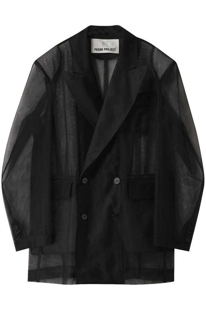 【プランク プロジェクト/PRANK PROJECT】のダブルレイヤーチュールジャケット / Bonded Tulle Jacket インテリア・キッズ・メンズ・レディースファッション・服の通販 founy(ファニー) https://founy.com/ ファッション Fashion レディースファッション Fashion for Women アウター Coat / Outerwear Collection レディースジャケット・軽アウター Jackets インナー Innerwear ジャケット Jacket, Outerwear ストライプ Stripe, Striped Pattern ダブル Double, Double-Breasted チュール Tulip, Tulip Motif デニム Denim, Jeans Material フォルム Silhouette, Form ポケット Pocket, Pocket Detail おすすめ Recommended / Our Picks 夏 Summer |ID: prp329100004308146 ipo3291000000036796874