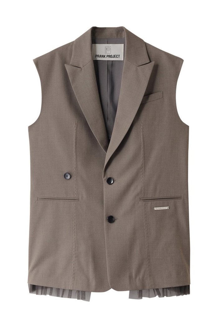 【プランク プロジェクト/PRANK PROJECT】のチュールドッキングジレ / Tulle Docking Gilet インテリア・キッズ・メンズ・レディースファッション・服の通販 founy(ファニー) https://founy.com/ ファッション Fashion レディースファッション Fashion for Women アウター Coat / Outerwear Collection レディースジャケット・軽アウター Jackets おすすめ Recommended / Our Picks クラシック Classic, Timeless Style シャーリング Shirring, Ruched ジャケット Jacket, Outerwear チュール Tulip, Tulip Motif フロント Front, Front Design ベスト Vest, Waistcoat |ID: prp329100004308148 ipo3291000000032918009