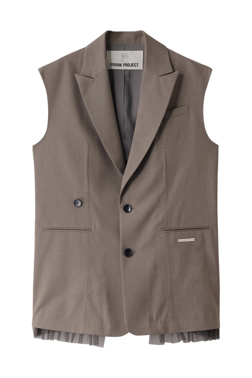 【プランク プロジェクト/PRANK PROJECT】のチュールドッキングジレ / Tulle Docking Gilet 人気、トレンドファッション・服の通販 founy(ファニー) 　ファッション　Fashion　レディースファッション　Fashion for Women　アウター　Coat / Outerwear Collection　レディースジャケット・軽アウター　Jackets　おすすめ　Recommended / Our Picks　クラシック　Classic, Timeless Style　シャーリング　Shirring, Ruched　ジャケット　Jacket, Outerwear　チュール　Tulip, Tulip Motif　フロント　Front, Front Design　ベスト　Vest, Waistcoat　 other-1|ID: prp329100004308148 ipo3291000000032918009