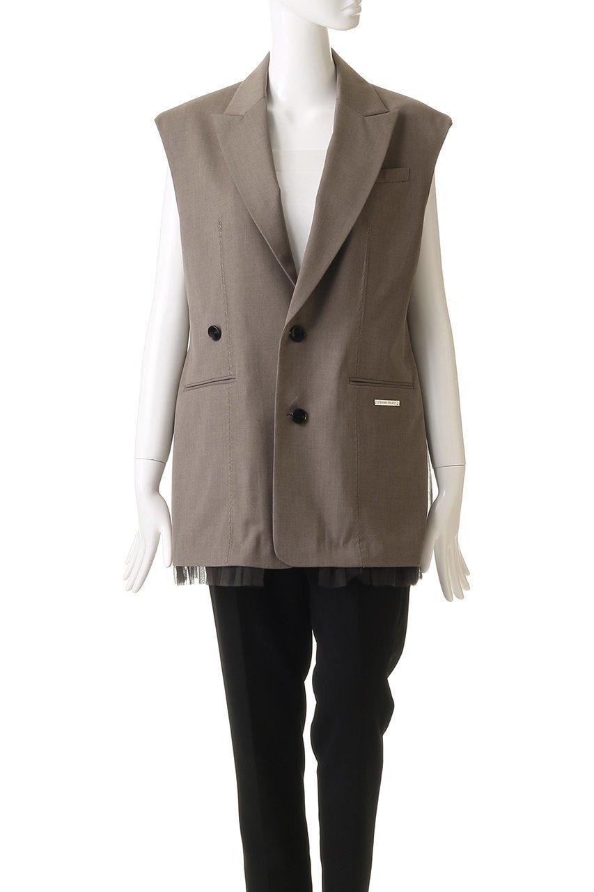 【プランク プロジェクト/PRANK PROJECT】のチュールドッキングジレ / Tulle Docking Gilet 人気、トレンドファッション・服の通販 founy(ファニー) 　ファッション　Fashion　レディースファッション　Fashion for Women　アウター　Coat / Outerwear Collection　レディースジャケット・軽アウター　Jackets　おすすめ　Recommended / Our Picks　クラシック　Classic, Timeless Style　シャーリング　Shirring, Ruched　ジャケット　Jacket, Outerwear　チュール　Tulip, Tulip Motif　フロント　Front, Front Design　ベスト　Vest, Waistcoat　other-2|ID: prp329100004308148 ipo3291000000032918042
