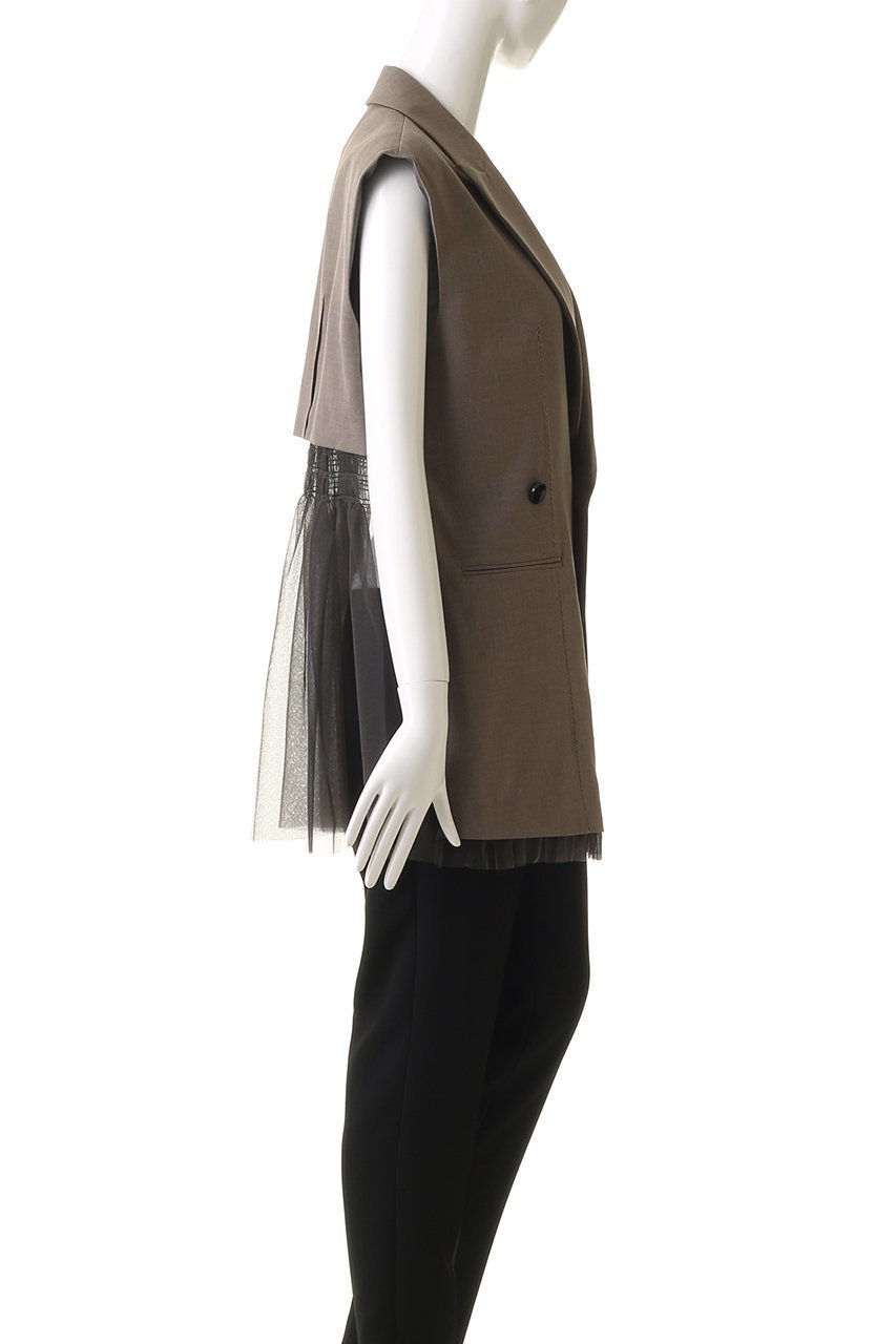 【プランク プロジェクト/PRANK PROJECT】のチュールドッキングジレ / Tulle Docking Gilet 人気、トレンドファッション・服の通販 founy(ファニー) 　ファッション　Fashion　レディースファッション　Fashion for Women　アウター　Coat / Outerwear Collection　レディースジャケット・軽アウター　Jackets　おすすめ　Recommended / Our Picks　クラシック　Classic, Timeless Style　シャーリング　Shirring, Ruched　ジャケット　Jacket, Outerwear　チュール　Tulip, Tulip Motif　フロント　Front, Front Design　ベスト　Vest, Waistcoat　other-3|ID: prp329100004308148 ipo3291000000032918054