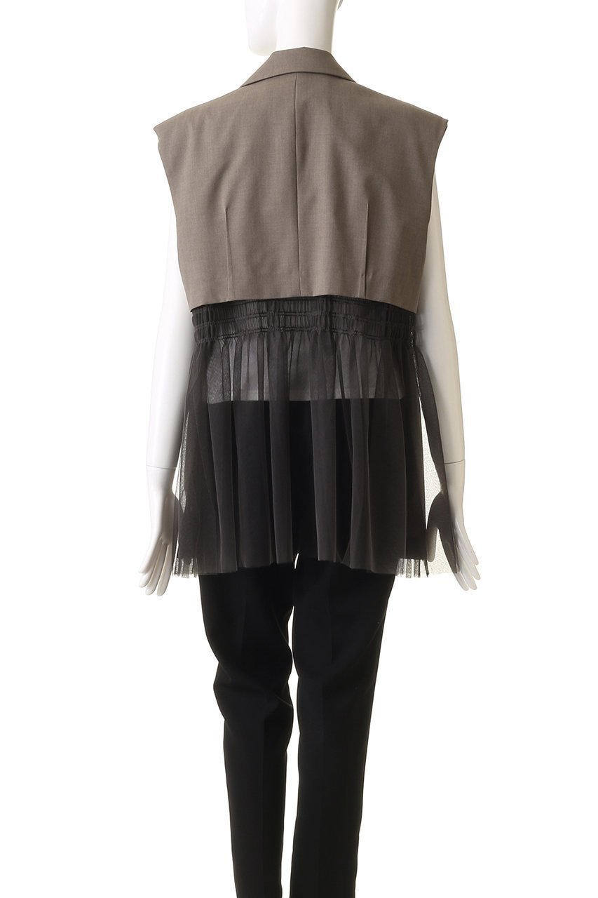 【プランク プロジェクト/PRANK PROJECT】のチュールドッキングジレ / Tulle Docking Gilet 人気、トレンドファッション・服の通販 founy(ファニー) 　ファッション　Fashion　レディースファッション　Fashion for Women　アウター　Coat / Outerwear Collection　レディースジャケット・軽アウター　Jackets　おすすめ　Recommended / Our Picks　クラシック　Classic, Timeless Style　シャーリング　Shirring, Ruched　ジャケット　Jacket, Outerwear　チュール　Tulip, Tulip Motif　フロント　Front, Front Design　ベスト　Vest, Waistcoat　other-4|ID: prp329100004308148 ipo3291000000032918065