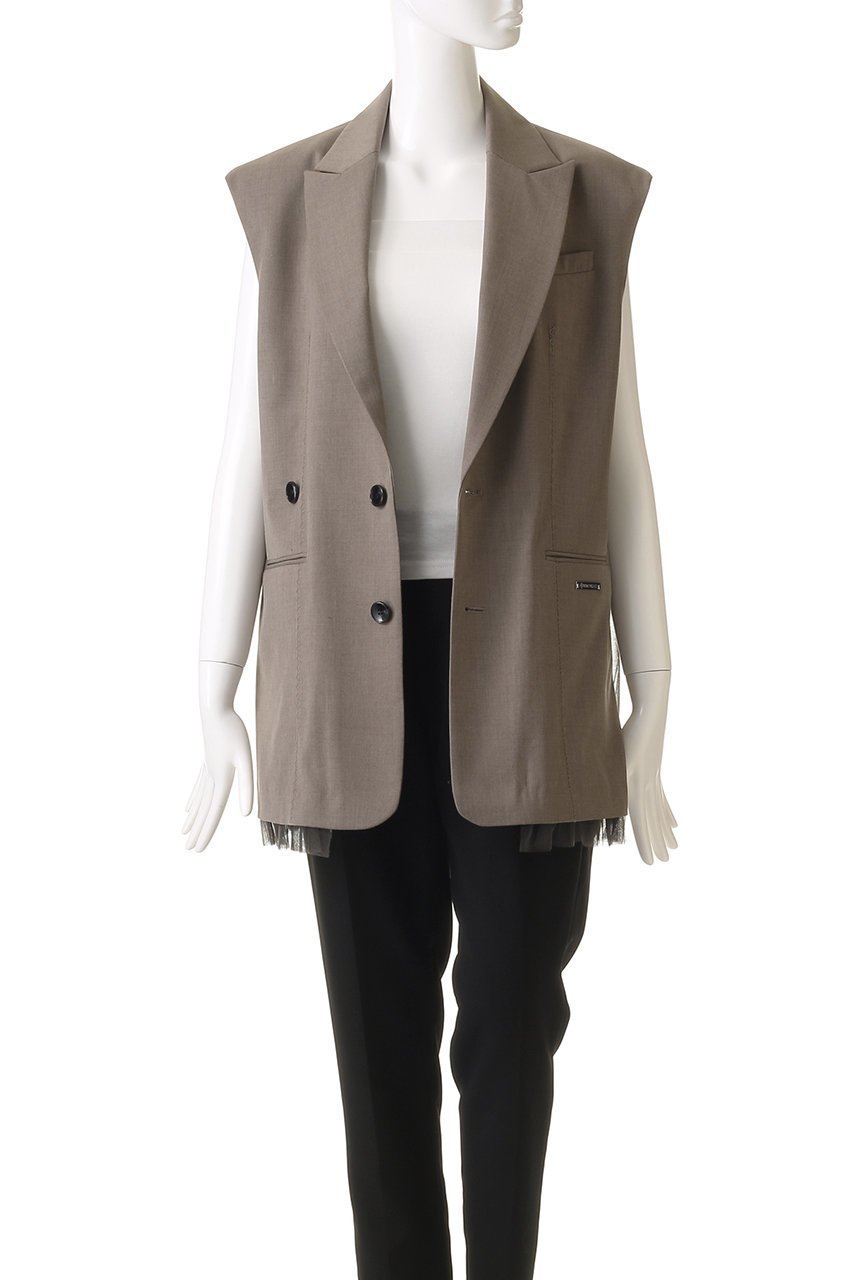 【プランク プロジェクト/PRANK PROJECT】のチュールドッキングジレ / Tulle Docking Gilet 人気、トレンドファッション・服の通販 founy(ファニー) 　ファッション　Fashion　レディースファッション　Fashion for Women　アウター　Coat / Outerwear Collection　レディースジャケット・軽アウター　Jackets　おすすめ　Recommended / Our Picks　クラシック　Classic, Timeless Style　シャーリング　Shirring, Ruched　ジャケット　Jacket, Outerwear　チュール　Tulip, Tulip Motif　フロント　Front, Front Design　ベスト　Vest, Waistcoat　other-7|ID: prp329100004308148 ipo3291000000032918091