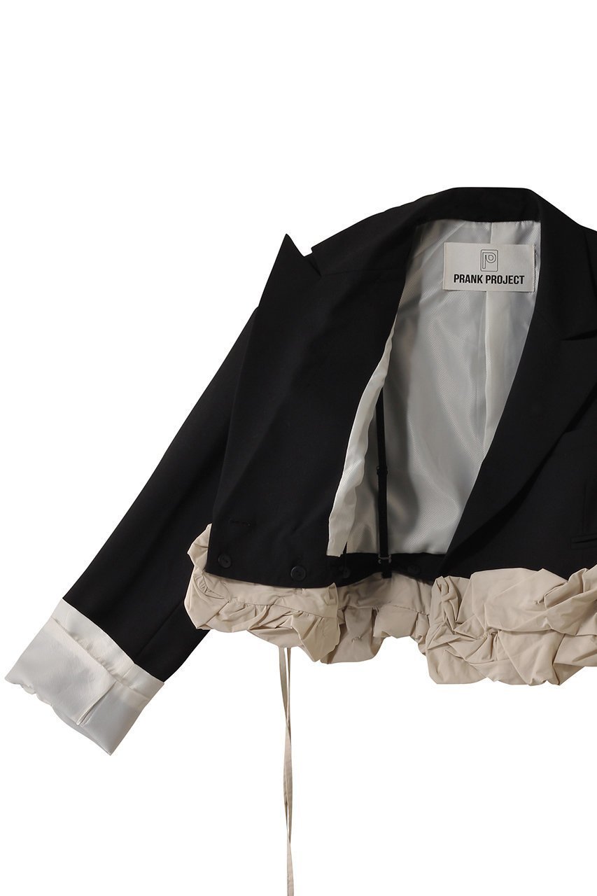 【プランク プロジェクト/PRANK PROJECT】のボリュームモチーフショートジャケット / Volume Motif Short Jacket 人気、トレンドファッション・服の通販 founy(ファニー) 　ファッション　Fashion　レディースファッション　Fashion for Women　アウター　Coat / Outerwear Collection　レディースジャケット・軽アウター　Jackets　キャミ　Camisole, Cami Top　コンパクト　Compact, Small Size　ショート　Short, Short Length　シンプル　Simple, Minimal　ジャケット　Jacket, Outerwear　ストレート　Straight, Straight Cut　ビスチェ　Bustier, Corset Top　ボトム　Bottoms, Lower Wear　モチーフ　Motif, Design Theme　リネン　Linen, Linen Fabric　ワイド　Wide, Wide Fit　おすすめ　Recommended / Our Picks　other-6|ID: prp329100004308150 ipo3291000000032923143