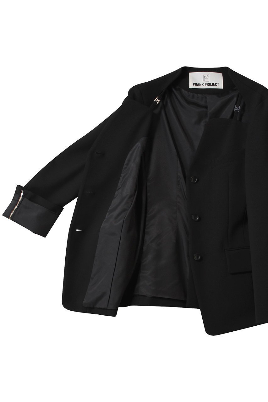 【プランク プロジェクト/PRANK PROJECT】のオープンネックジャケット / Open Neck Jacket 人気、トレンドファッション・服の通販 founy(ファニー) 　ファッション　Fashion　レディースファッション　Fashion for Women　アウター　Coat / Outerwear Collection　レディースジャケット・軽アウター　Jackets　おすすめ　Recommended / Our Picks　カッティング　Cutting Detail　クラシカル　Classical, Vintage-Inspired　シェイプ　Shape, Slim Fit　ジャケット　Jacket, Outerwear　スウェット / スエット　Sweatshirt, Sweatwear　セットアップ　Set-Up, Coordinated Outfit　チェック　Check, Plaid, Tartan　デニム　Denim, Jeans Material　ボトム　Bottoms, Lower Wear　マニッシュ　Mannish, Boyish　無地　Plain, Solid Color　other-6|ID: prp329100004308152 ipo3291000000032966938