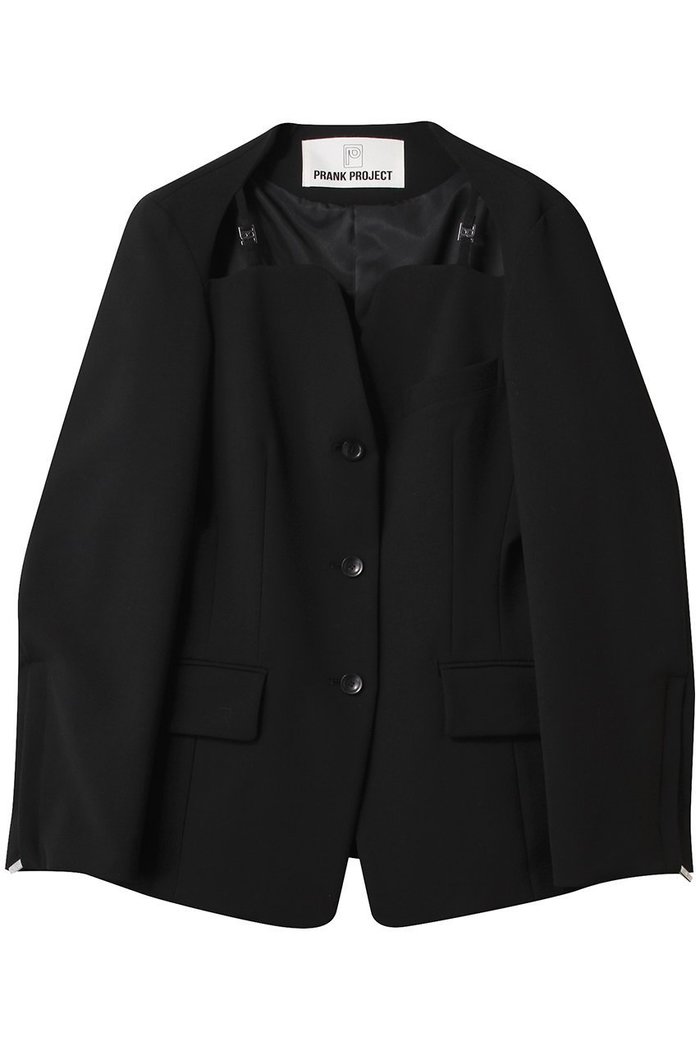 【プランク プロジェクト/PRANK PROJECT】のオープンネックジャケット / Open Neck Jacket インテリア・キッズ・メンズ・レディースファッション・服の通販 founy(ファニー) https://founy.com/ ファッション Fashion レディースファッション Fashion for Women アウター Coat / Outerwear Collection レディースジャケット・軽アウター Jackets おすすめ Recommended / Our Picks カッティング Cutting Detail クラシカル Classical, Vintage-Inspired シェイプ Shape, Slim Fit ジャケット Jacket, Outerwear スウェット / スエット Sweatshirt, Sweatwear セットアップ Set-Up, Coordinated Outfit チェック Check, Plaid, Tartan デニム Denim, Jeans Material ボトム Bottoms, Lower Wear マニッシュ Mannish, Boyish 無地 Plain, Solid Color |ID: prp329100004308152 ipo3291000000035720540