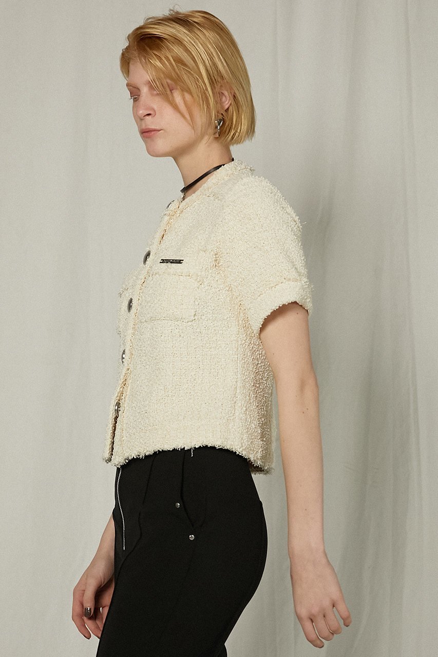 【プランク プロジェクト/PRANK PROJECT】のハーフスリーブツイードトップ / Half-Sleeve Tweed Top 人気、トレンドファッション・服の通販 founy(ファニー) 　ファッション　Fashion　レディースファッション　Fashion for Women　アウター　Coat / Outerwear Collection　レディースジャケット・軽アウター　Jackets　おすすめ　Recommended / Our Picks　インナー　Innerwear　カーゴパンツ　Cargo Pants, Utility Pants　コンパクト　Compact, Small Size　ジャケット　Jacket, Outerwear　タンク　Tank Top, Sleeveless Top　ツイード　Twill, Twill Weave　ワイド　Wide, Wide Fit　エレガント 上品　Elegant　夏　Summer　春　Spring　S/S・春夏　SS, Spring/Summer, Warm Season　other-6|ID: prp329100004308153 ipo3291000000032925430