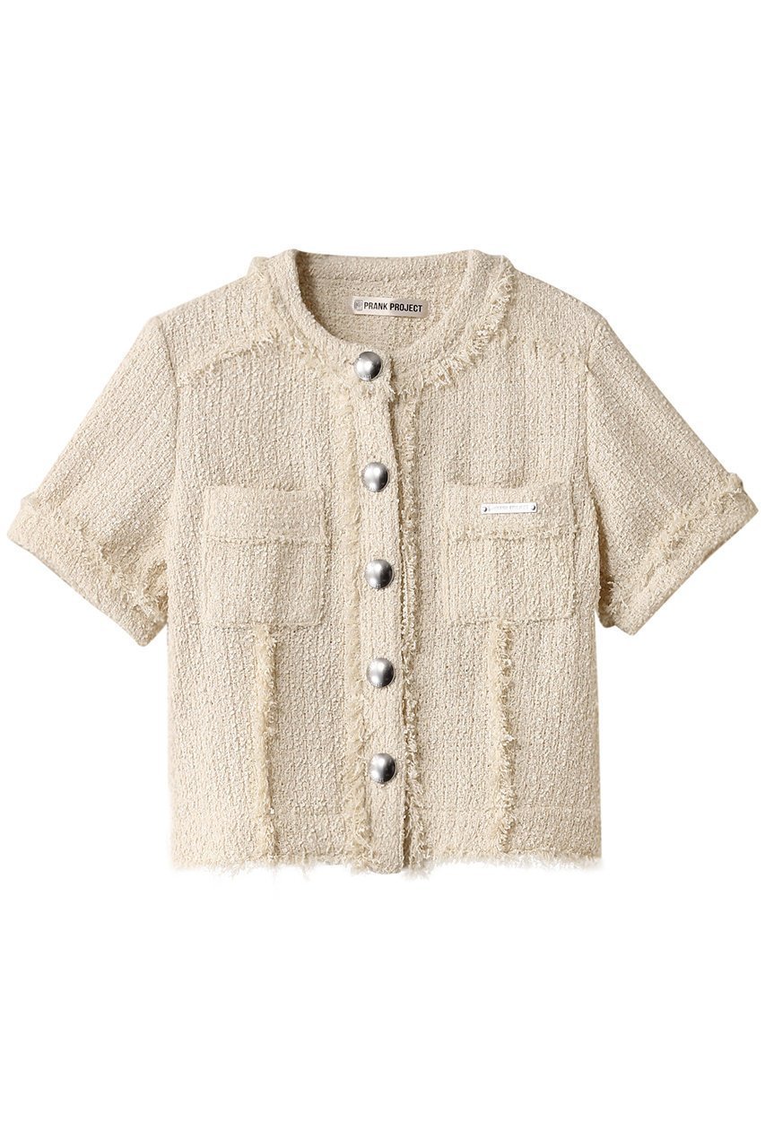 【プランク プロジェクト/PRANK PROJECT】のハーフスリーブツイードトップ / Half-Sleeve Tweed Top インテリア・キッズ・メンズ・レディースファッション・服の通販 founy(ファニー) 　ファッション　Fashion　レディースファッション　Fashion for Women　アウター　Coat / Outerwear Collection　レディースジャケット・軽アウター　Jackets　おすすめ　Recommended / Our Picks　インナー　Innerwear　カーゴパンツ　Cargo Pants, Utility Pants　コンパクト　Compact, Small Size　ジャケット　Jacket, Outerwear　タンク　Tank Top, Sleeveless Top　ツイード　Twill, Twill Weave　ワイド　Wide, Wide Fit　エレガント 上品　Elegant　夏　Summer　春　Spring　S/S・春夏　SS, Spring/Summer, Warm Season　WHT(ホワイト)|ID: prp329100004308153 ipo3291000000036797206