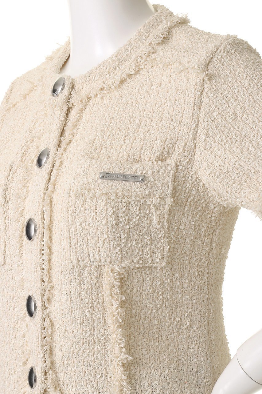 【プランク プロジェクト/PRANK PROJECT】のハーフスリーブツイードトップ / Half-Sleeve Tweed Top 人気、トレンドファッション・服の通販 founy(ファニー) 　ファッション　Fashion　レディースファッション　Fashion for Women　アウター　Coat / Outerwear Collection　レディースジャケット・軽アウター　Jackets　おすすめ　Recommended / Our Picks　インナー　Innerwear　カーゴパンツ　Cargo Pants, Utility Pants　コンパクト　Compact, Small Size　ジャケット　Jacket, Outerwear　タンク　Tank Top, Sleeveless Top　ツイード　Twill, Twill Weave　ワイド　Wide, Wide Fit　エレガント 上品　Elegant　夏　Summer　春　Spring　S/S・春夏　SS, Spring/Summer, Warm Season　other-5|ID: prp329100004308153 ipo3291000000036797210