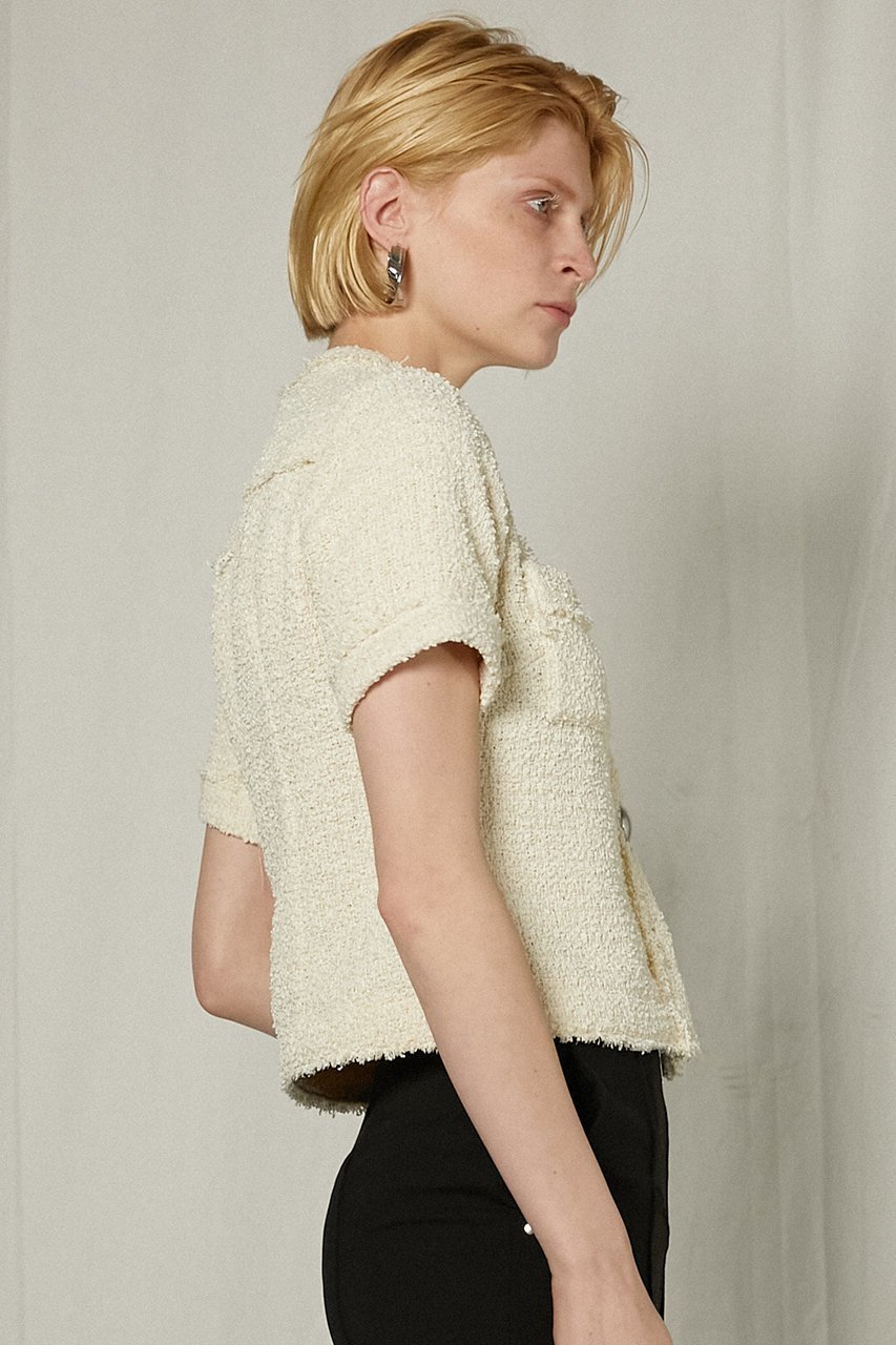 【プランク プロジェクト/PRANK PROJECT】のハーフスリーブツイードトップ / Half-Sleeve Tweed Top 人気、トレンドファッション・服の通販 founy(ファニー) 　ファッション　Fashion　レディースファッション　Fashion for Women　アウター　Coat / Outerwear Collection　レディースジャケット・軽アウター　Jackets　おすすめ　Recommended / Our Picks　インナー　Innerwear　カーゴパンツ　Cargo Pants, Utility Pants　コンパクト　Compact, Small Size　ジャケット　Jacket, Outerwear　タンク　Tank Top, Sleeveless Top　ツイード　Twill, Twill Weave　ワイド　Wide, Wide Fit　エレガント 上品　Elegant　夏　Summer　春　Spring　S/S・春夏　SS, Spring/Summer, Warm Season　other-8|ID: prp329100004308153 ipo3291000000036797213
