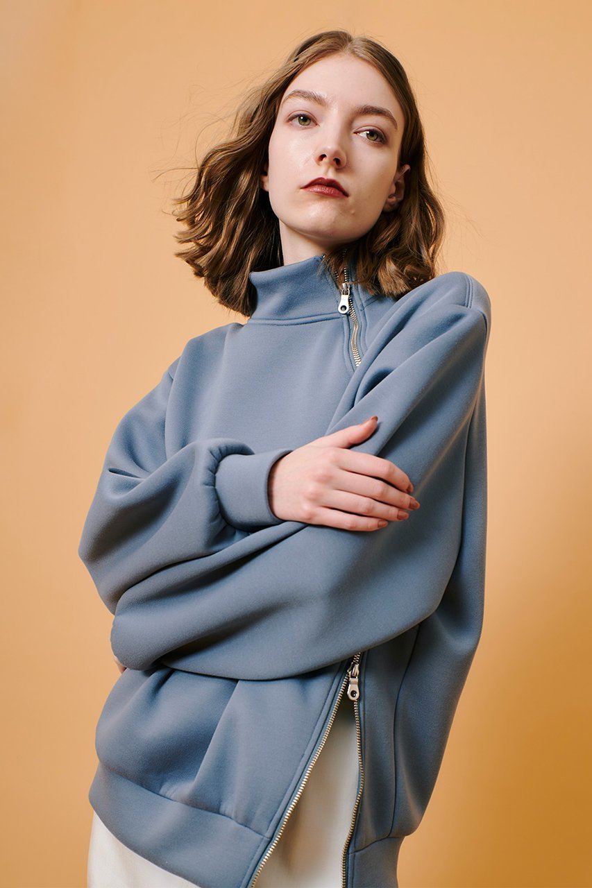 【アルアバイル/allureville】のボンディングアシンメトリーZIPプルオーバー 人気、トレンドファッション・服の通販 founy(ファニー) 　ファッション　Fashion　レディースファッション　Fashion for Women　トップス・カットソー　Cut & Sew Tops　シャツ・ブラウス・オフィスカジュアル　Elegant Blouses & Button-Ups　レディースパーカー・カジュアルフーディー　Casual Hoodies & Sweatshirts　ロングTシャツ・Tシャツ　Longline T-Shirts & Tees　カジュアルプルオーバー・ニットトップス　Pullovers & Knit Tops / Casual Pullovers　スウェット・クルーネックトップス　Sweatshirts & Crewnecks / Relaxed Fit Sweat Tops　カットソー・ベーシックTシャツ　Cut-and-Sewn Tops / Stretch Tees & Basics　エアリー　Airy Texture　スリット　Slit, Slit Detail　フィット　Fit, Slim Fit　ミックス　Mix, Mixed Style　エレガント 上品　Elegant　再入荷　Restock / Back in Stock　other-6|ID: prp329100004308197 ipo3291000000032705773