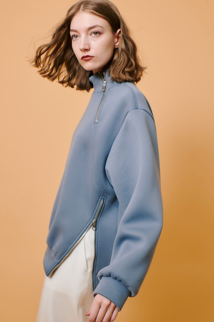 【アルアバイル/allureville】のボンディングアシンメトリーZIPプルオーバー 人気、トレンドファッション・服の通販 founy(ファニー) 　ファッション　Fashion　レディースファッション　Fashion for Women　トップス・カットソー　Cut & Sew Tops　シャツ・ブラウス・オフィスカジュアル　Elegant Blouses & Button-Ups　レディースパーカー・カジュアルフーディー　Casual Hoodies & Sweatshirts　ロングTシャツ・Tシャツ　Longline T-Shirts & Tees　カジュアルプルオーバー・ニットトップス　Pullovers & Knit Tops / Casual Pullovers　スウェット・クルーネックトップス　Sweatshirts & Crewnecks / Relaxed Fit Sweat Tops　カットソー・ベーシックTシャツ　Cut-and-Sewn Tops / Stretch Tees & Basics　エアリー　Airy Texture　スリット　Slit, Slit Detail　フィット　Fit, Slim Fit　ミックス　Mix, Mixed Style　エレガント 上品　Elegant　再入荷　Restock / Back in Stock　other-7|ID: prp329100004308197 ipo3291000000032705774