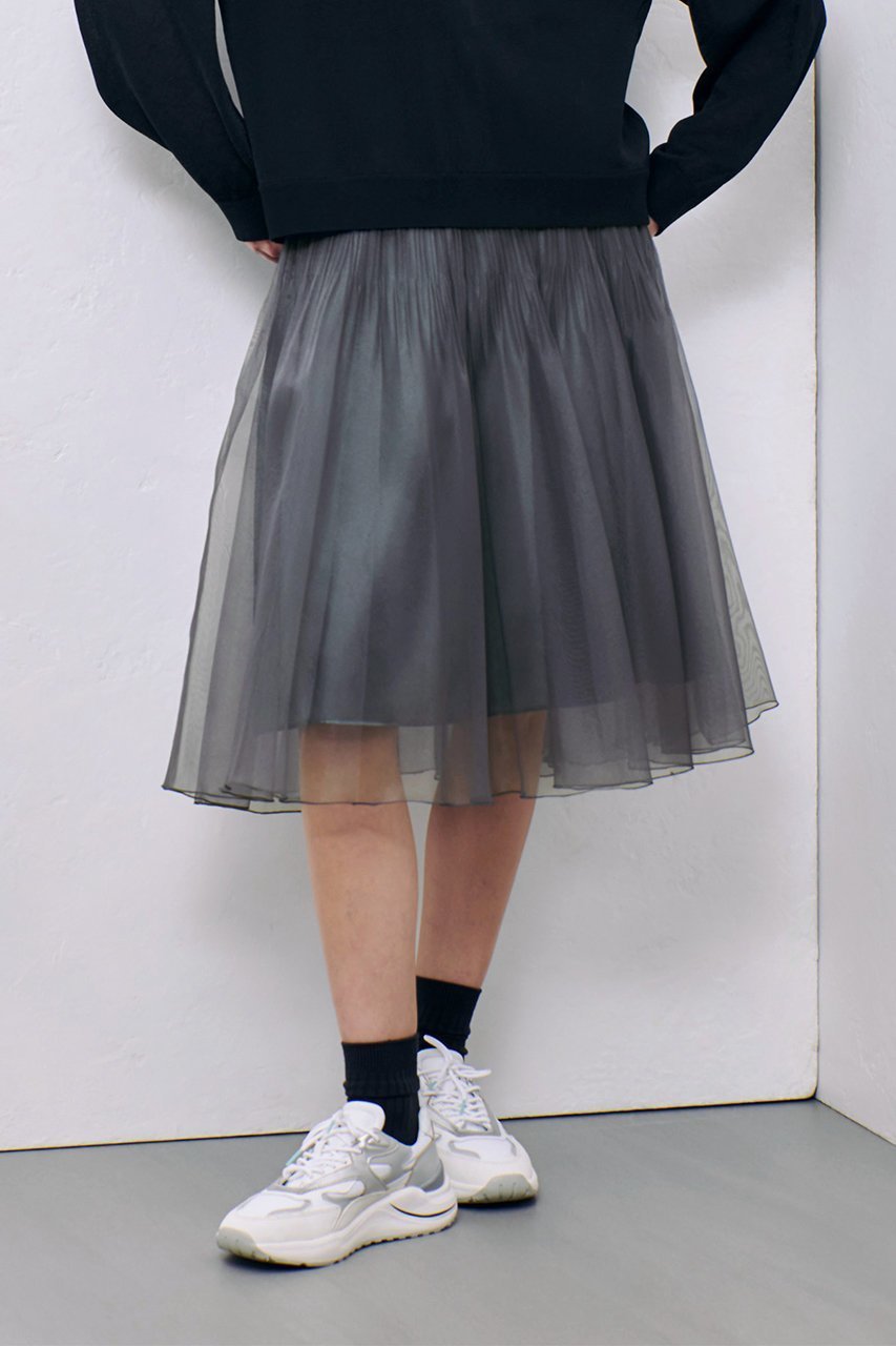 【アルアバイル/allureville】のシアーランダムプリーツスカート インテリア・キッズ・メンズ・レディースファッション・服の通販 founy(ファニー) 　ファッション　Fashion　レディースファッション　Fashion for Women　スカート　Skirts　プリーツスカート / 上品フェミニンスタイル　Pleated Skirts　おすすめ　Recommended / Our Picks　オーガンジー　Organza Fabric　シアー　Sheer, See-Through　シフォン　Chiffon, Lightweight Fabric　チュニック　Tunic, Long Top　トレンド　Trend, Trending Now　フェミニン　Feminine, Girly　プリーツ　Pleats, Pleated　エレガント 上品　Elegant　再入荷　Restock / Back in Stock　春　Spring　グレー|ID: prp329100004308201 ipo3291000000035052026