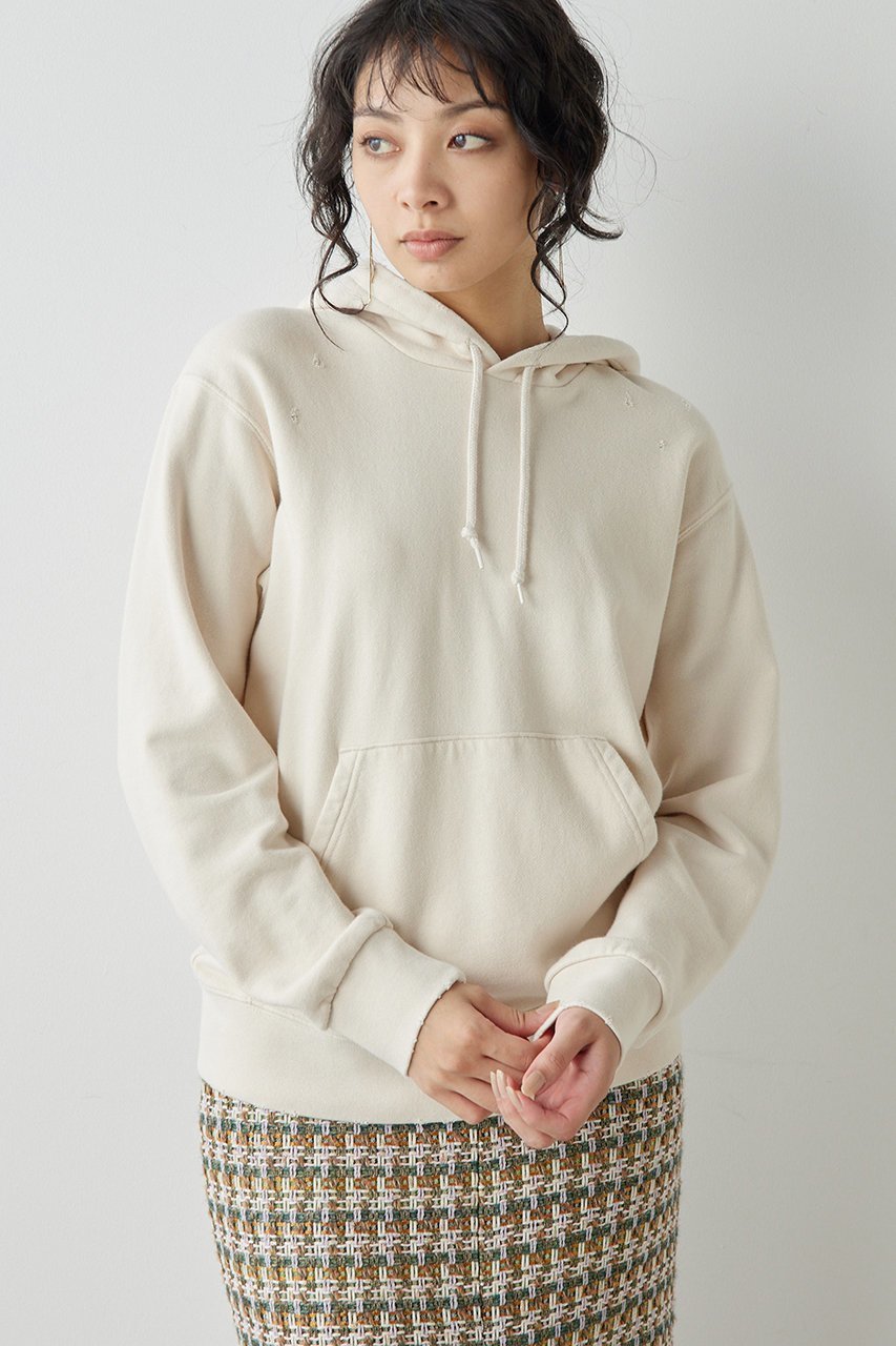 【ウィムガゼット/Whim Gazette】のダメージフーディプルオーバー インテリア・キッズ・メンズ・レディースファッション・服の通販 founy(ファニー) 　ファッション　Fashion　レディースファッション　Fashion for Women　トップス・カットソー　Cut & Sew Tops　シャツ・ブラウス・オフィスカジュアル　Elegant Blouses & Button-Ups　レディースパーカー・カジュアルフーディー　Casual Hoodies & Sweatshirts　ロングTシャツ・Tシャツ　Longline T-Shirts & Tees　カジュアルプルオーバー・ニットトップス　Pullovers & Knit Tops / Casual Pullovers　スウェット・クルーネックトップス　Sweatshirts & Crewnecks / Relaxed Fit Sweat Tops　カットソー・ベーシックTシャツ　Cut-and-Sewn Tops / Stretch Tees & Basics　コンパクト　Compact, Small Size　ダメージ　Distressed, Destroyed　パーカー　Hoodie, Parka　リアル　Real, Realistic　ヴィンテージ　Vintage Style　吸水　Absorbent, Quick-Dry　ベージュ|ID: prp329100004308209 ipo3291000000032880473