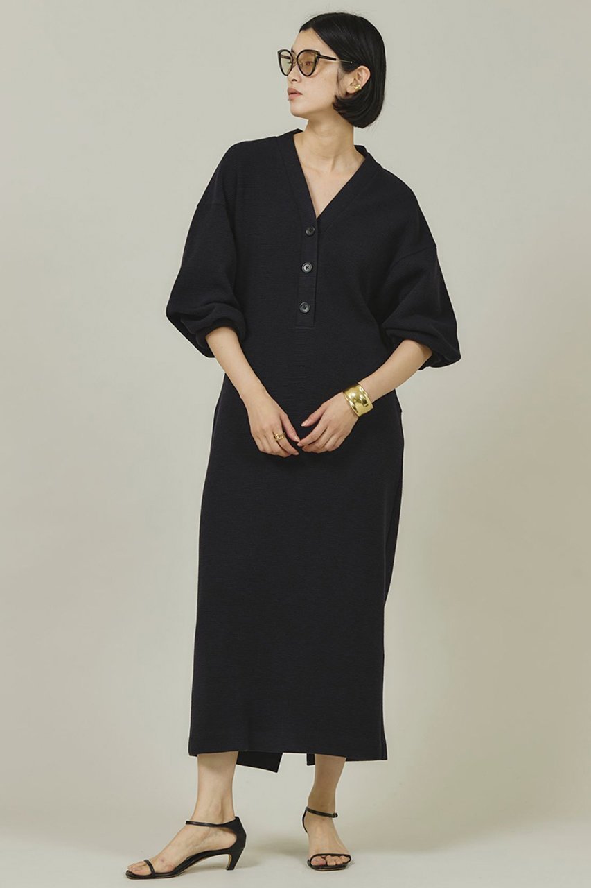 【カレンソロジー/Curensology】のワッフルジャージワンピース インテリア・キッズ・メンズ・レディースファッション・服の通販 founy(ファニー) 　ファッション　Fashion　レディースファッション　Ladies' Fashion Online　ワンピース　Dress　チュニック　Tunic　エレガント 上品　Elegant　シンプル　Simple　ジャージー　Jersey　ストレッチ　Stretch　ストレート　Straight　スリット　Slit　チュニック　Tunic　フロント　Front　ミックス　Mix　ロング　Long　ワッフル　Waffle　再入荷　Restock/Back In Stock/Re Arrival　ネイビー|ID: prp329100004308224 ipo3291000000032613243