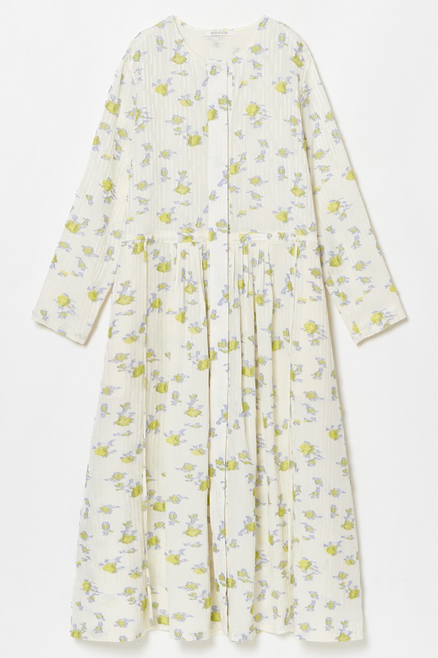 【ハウス オブ ロータス/HOUSE OF LOTUS】のカットジャカードワンピース 人気、トレンドファッション・服の通販 founy(ファニー) 　ファッション　Fashion　レディースファッション　Fashion for Women　ワンピース　Dresses　チュニック　Tunic Tops & Dresses　ジャカード／ジャガード　Jacquard, Woven Pattern　ストライプ　Stripe, Striped Pattern　チュニック　Tunic, Long Top　フラワー　Flower, Floral　フロント　Front, Front Design　ミックス　Mix, Mixed Style　モチーフ　Motif, Design Theme　ロング　Long, Long-Length　エレガント 上品　Elegant　 other-1|ID: prp329100004308236 ipo3291000000034952491