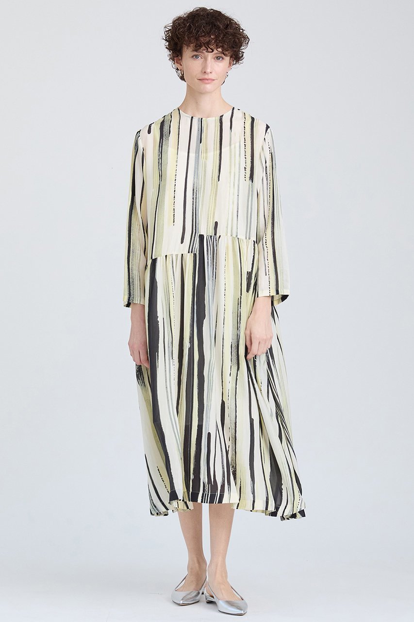 【ハウス オブ ロータス/HOUSE OF LOTUS】のシルクストライプワンピース 人気、トレンドファッション・服の通販 founy(ファニー) 　ファッション　Fashion　レディースファッション　Ladies' Fashion Online　ワンピース　Dress　チュニック　Tunic　アシンメトリー　Asymmetry　インド　India　ギャザー　Gather　シルク　Silk　ストライプ　Stripe　チュニック　Tunic　ハンド　Hand　フレア　Flare　プリント　Print　ランダム　Random　ロング　Long　再入荷　Restock/Back In Stock/Re Arrival　other-7|ID: prp329100004308238 ipo3291000000032615141