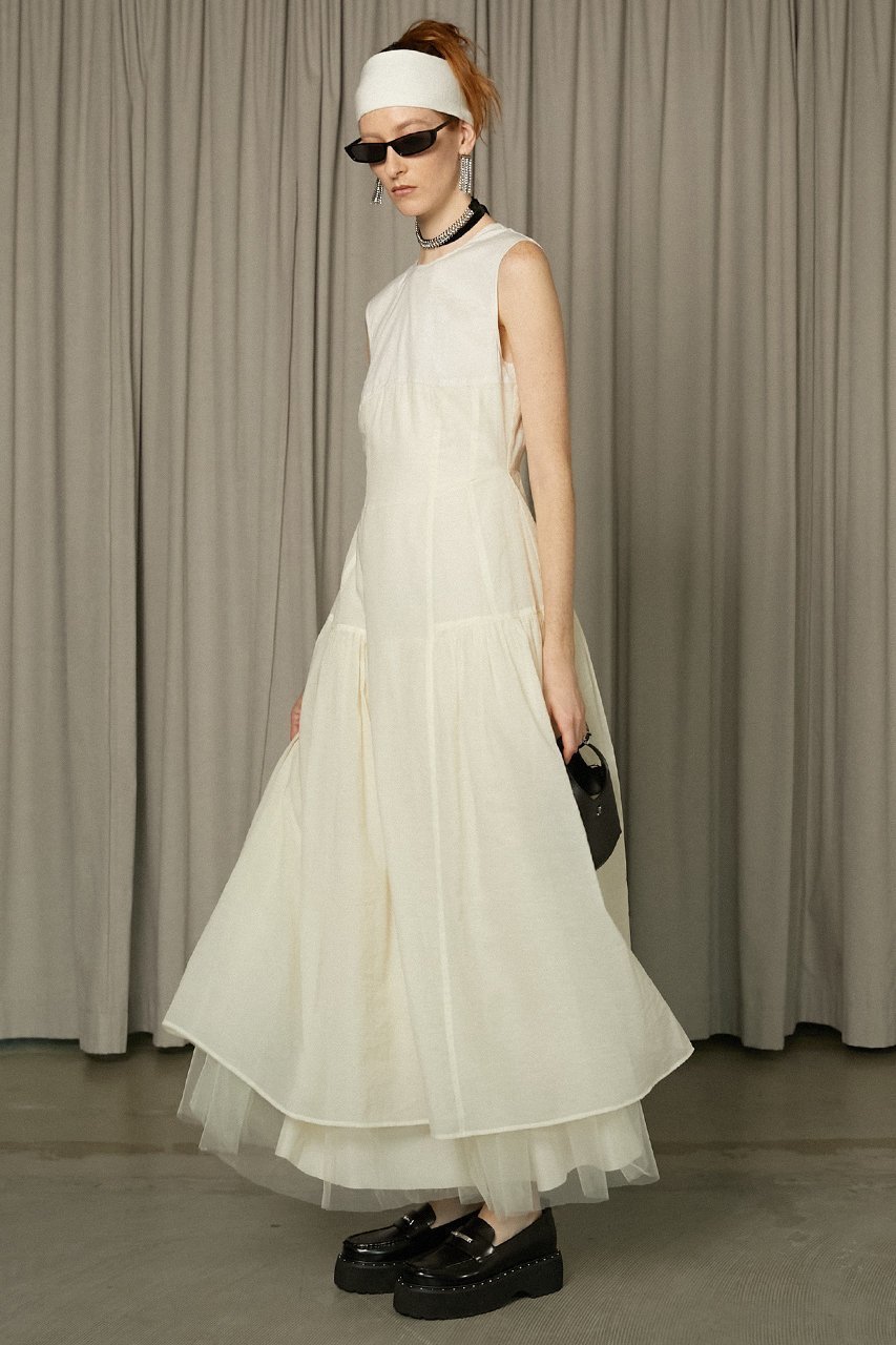 【プランク プロジェクト/PRANK PROJECT】のチュールレイヤードパネルドレス / Tulle layered panel dress 人気、トレンドファッション・服の通販 founy(ファニー) 　ファッション　Fashion　レディースファッション　Fashion for Women　ワンピース　Dresses　フォーマル・パーティードレス・結婚式用ドレス　Elegant & Casual Dresses　チュニック　Tunic Tops & Dresses　インナー　Innerwear　カッティング　Cutting Detail　シアー　Sheer, See-Through　シャーリング　Shirring, Ruched　ストレッチ　Stretch, Stretchy Fabric　スニーカー　Sneakers, Trainers　チュニック　Tunic, Long Top　チュール　Tulip, Tulip Motif　バランス　Balance, Style Balance　フラワー　Flower, Floral　フロント　Front, Front Design　モチーフ　Motif, Design Theme　リネン　Linen, Linen Fabric　レース　Lace, Lace Fabric　ロング　Long, Long-Length　エレガント 上品　Elegant　長袖　Long Sleeve, Full Sleeve　other-6|ID: prp329100004308249 ipo3291000000032887917