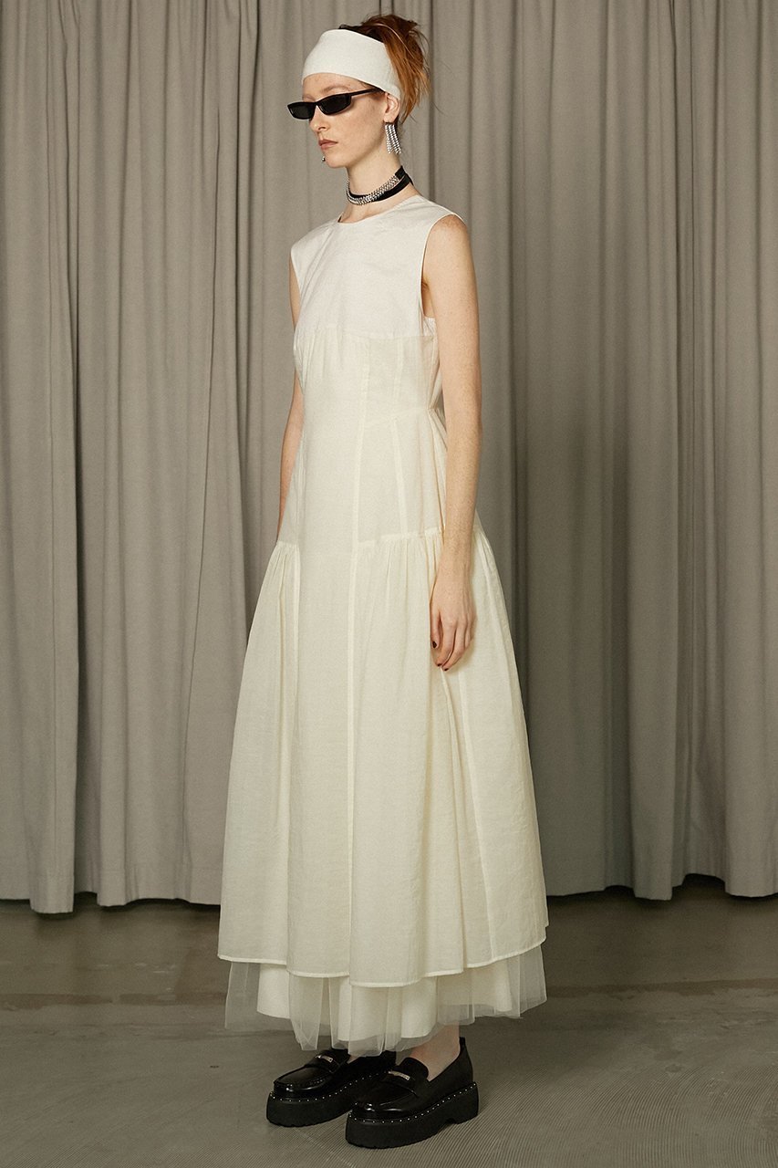 【プランク プロジェクト/PRANK PROJECT】のチュールレイヤードパネルドレス / Tulle layered panel dress 人気、トレンドファッション・服の通販 founy(ファニー) 　ファッション　Fashion　レディースファッション　Fashion for Women　ワンピース　Dresses　フォーマル・パーティードレス・結婚式用ドレス　Elegant & Casual Dresses　チュニック　Tunic Tops & Dresses　インナー　Innerwear　カッティング　Cutting Detail　シアー　Sheer, See-Through　シャーリング　Shirring, Ruched　ストレッチ　Stretch, Stretchy Fabric　スニーカー　Sneakers, Trainers　チュニック　Tunic, Long Top　チュール　Tulip, Tulip Motif　バランス　Balance, Style Balance　フラワー　Flower, Floral　フロント　Front, Front Design　モチーフ　Motif, Design Theme　リネン　Linen, Linen Fabric　レース　Lace, Lace Fabric　ロング　Long, Long-Length　エレガント 上品　Elegant　長袖　Long Sleeve, Full Sleeve　other-8|ID: prp329100004308249 ipo3291000000032887925