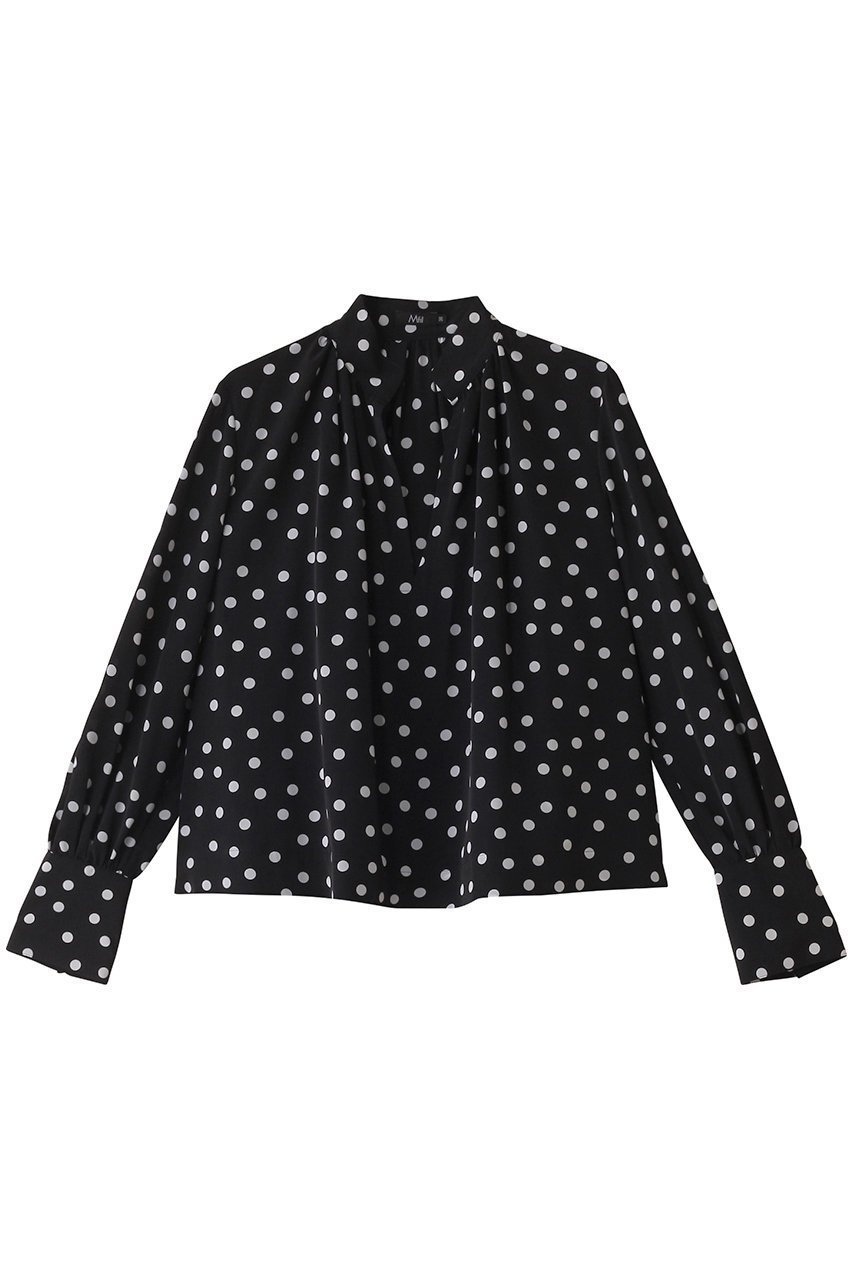 【エムフィル/M Fil】のドットデシン スキッパー クロップド ブラウス 人気、トレンドファッション・服の通販 founy(ファニー) 　ファッション　Fashion　レディースファッション　Fashion for Women　トップス・カットソー　Cut & Sew Tops　シャツ・ブラウス・オフィスカジュアル　Elegant Blouses & Button-Ups　おすすめ　Recommended / Our Picks　クロップド　Cropped, Short Length　スキッパー　Skipper, Open Collar　スリーブ　Sleeve, Long Sleeve / Short Sleeve　ドット　Polka Dot, Dot Pattern　フレア　Flare, Flared　ボトム　Bottoms, Lower Wear　ロング　Long, Long-Length　ワイド　Wide, Wide Fit　 other-1|ID: prp329100004309698 ipo3291000000032883062
