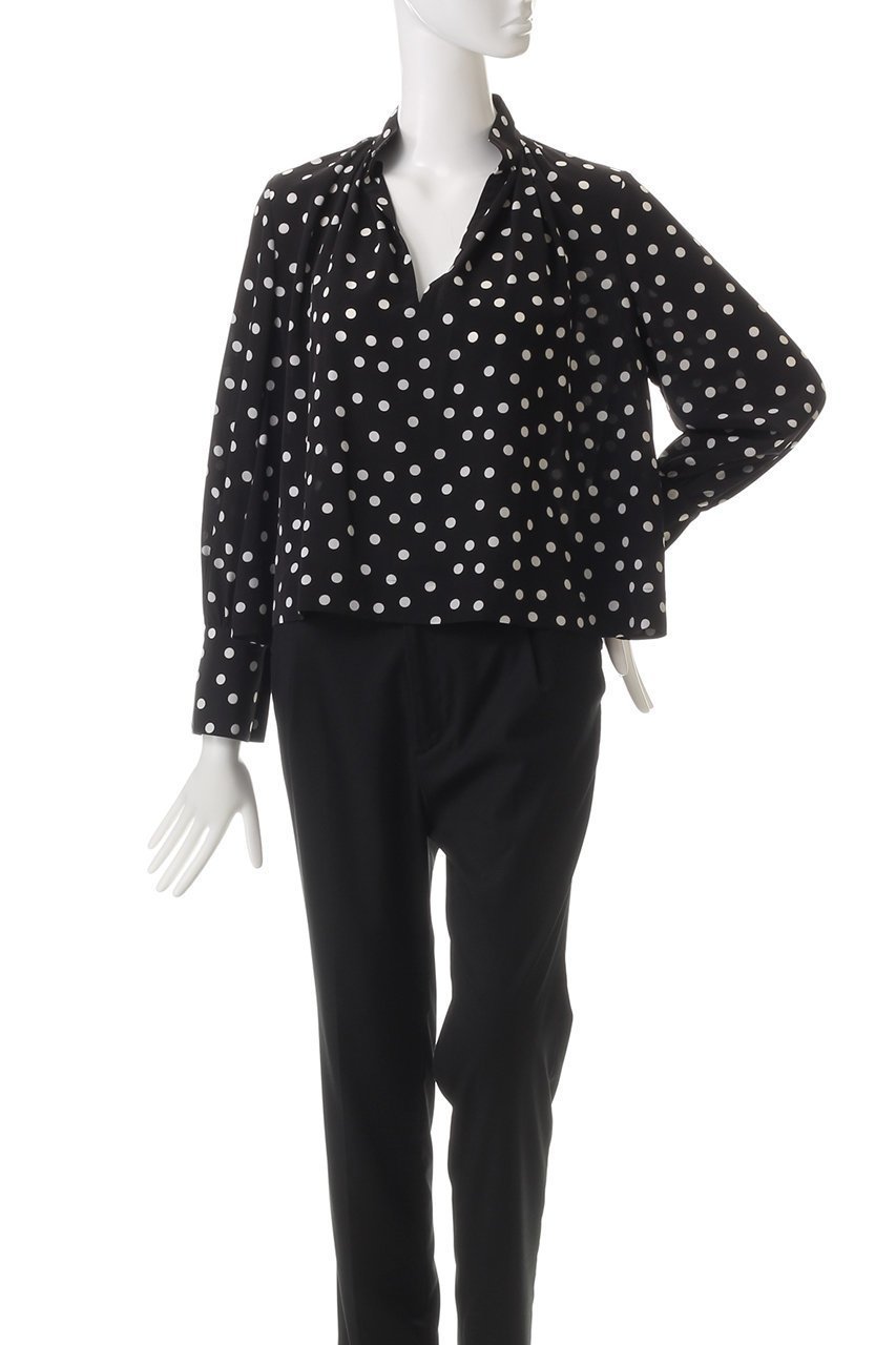 【エムフィル/M Fil】のドットデシン スキッパー クロップド ブラウス 人気、トレンドファッション・服の通販 founy(ファニー) 　ファッション　Fashion　レディースファッション　Fashion for Women　トップス・カットソー　Cut & Sew Tops　シャツ・ブラウス・オフィスカジュアル　Elegant Blouses & Button-Ups　おすすめ　Recommended / Our Picks　クロップド　Cropped, Short Length　スキッパー　Skipper, Open Collar　スリーブ　Sleeve, Long Sleeve / Short Sleeve　ドット　Polka Dot, Dot Pattern　フレア　Flare, Flared　ボトム　Bottoms, Lower Wear　ロング　Long, Long-Length　ワイド　Wide, Wide Fit　other-2|ID: prp329100004309698 ipo3291000000032883071
