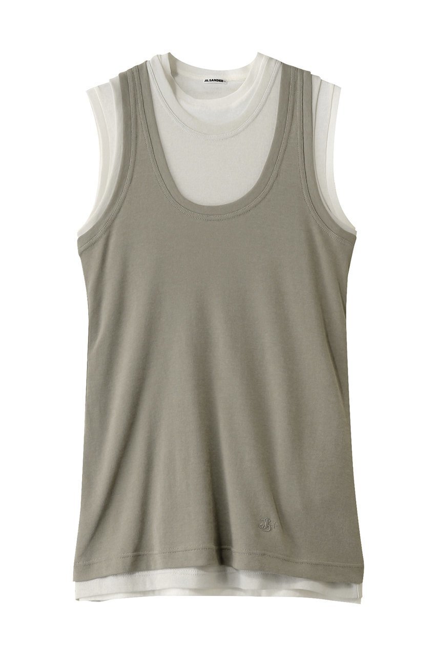 【ジル サンダー/JIL SANDER】の【JIL SANDER+】KIT レイヤードタンクトップ インテリア・キッズ・メンズ・レディースファッション・服の通販 founy(ファニー) ファッション Fashion レディースファッション Fashion for Women トップス・カットソー Cut & Sew Tops キャミソール&ノースリーブ Camisoles & Sleeveless Tops シャツ・ブラウス・オフィスカジュアル Elegant Blouses & Button-Ups ロングTシャツ・Tシャツ Longline T-Shirts & Tees カットソー・ベーシックTシャツ Cut-and-Sewn Tops / Stretch Tees & Basics キャミソール Camisole, Spaghetti Strap Top シンプル Simple, Minimal タンク Tank Top, Sleeveless Top ベーシック Basic, Essential カーキ|ID: prp329100004309705 ipo3291000000032796439