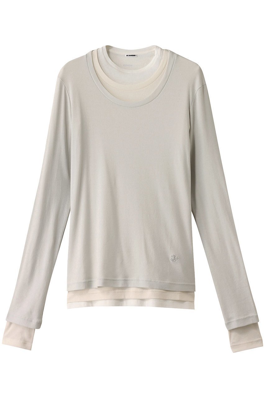 【ジル サンダー/JIL SANDER】の【JIL SANDER+】KIT レイヤード ロングスリーブTシャツ インテリア・キッズ・メンズ・レディースファッション・服の通販 founy(ファニー) 　ファッション　Fashion　レディースファッション　Fashion for Women　トップス・カットソー　Cut & Sew Tops　シャツ・ブラウス・オフィスカジュアル　Elegant Blouses & Button-Ups　ロングTシャツ・Tシャツ　Longline T-Shirts & Tees　カットソー・ベーシックTシャツ　Cut-and-Sewn Tops / Stretch Tees & Basics　コンパクト　Compact, Small Size　ショート　Short, Short Length　シンプル　Simple, Minimal　スリーブ　Sleeve, Long Sleeve / Short Sleeve　フィット　Fit, Slim Fit　ボトム　Bottoms, Lower Wear　ロング　Long, Long-Length　ポラー|ID: prp329100004309706 ipo3291000000032856631