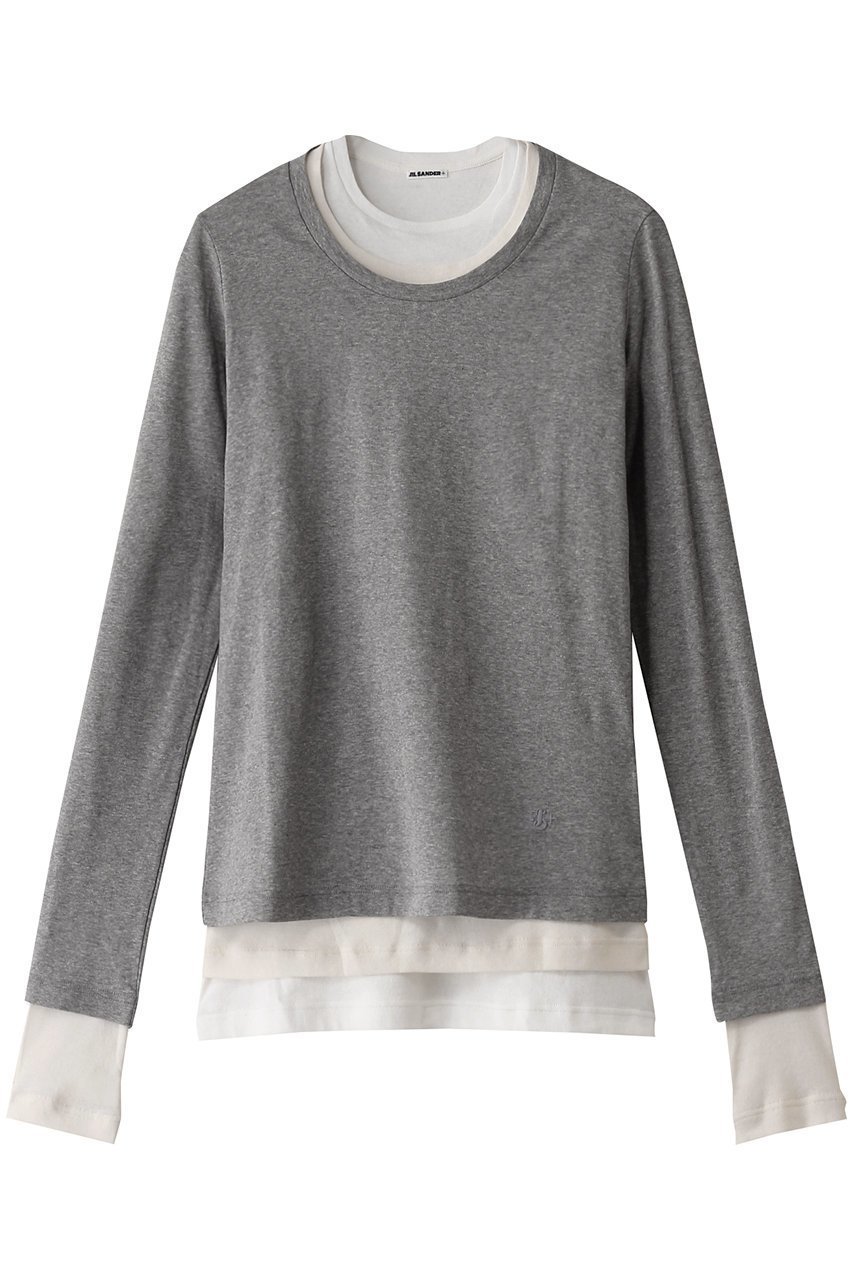 【ジル サンダー/JIL SANDER】の【JIL SANDER+】KIT レイヤード ロングスリーブTシャツ インテリア・キッズ・メンズ・レディースファッション・服の通販 founy(ファニー) 　ファッション　Fashion　レディースファッション　Fashion for Women　トップス・カットソー　Cut & Sew Tops　シャツ・ブラウス・オフィスカジュアル　Elegant Blouses & Button-Ups　ロングTシャツ・Tシャツ　Longline T-Shirts & Tees　カットソー・ベーシックTシャツ　Cut-and-Sewn Tops / Stretch Tees & Basics　コンパクト　Compact, Small Size　ショート　Short, Short Length　シンプル　Simple, Minimal　スリーブ　Sleeve, Long Sleeve / Short Sleeve　フィット　Fit, Slim Fit　ボトム　Bottoms, Lower Wear　ロング　Long, Long-Length　グラナイト|ID: prp329100004309706 ipo3291000000032856635