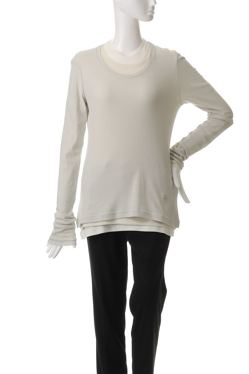 【ジル サンダー/JIL SANDER】の【JIL SANDER+】KIT レイヤード ロングスリーブTシャツ 人気、トレンドファッション・服の通販 founy(ファニー) 　ファッション　Fashion　レディースファッション　Fashion for Women　トップス・カットソー　Cut & Sew Tops　シャツ・ブラウス・オフィスカジュアル　Elegant Blouses & Button-Ups　ロングTシャツ・Tシャツ　Longline T-Shirts & Tees　カットソー・ベーシックTシャツ　Cut-and-Sewn Tops / Stretch Tees & Basics　コンパクト　Compact, Small Size　ショート　Short, Short Length　シンプル　Simple, Minimal　スリーブ　Sleeve, Long Sleeve / Short Sleeve　フィット　Fit, Slim Fit　ボトム　Bottoms, Lower Wear　ロング　Long, Long-Length　other-2|ID: prp329100004309706 ipo3291000000032856641