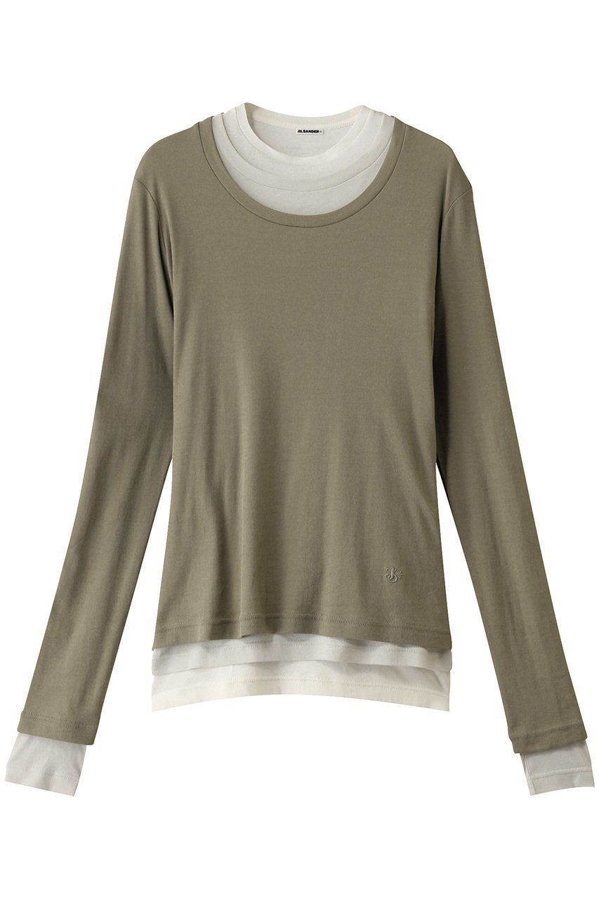 【ジル サンダー/JIL SANDER】の【JIL SANDER+】KIT レイヤード ロングスリーブTシャツ 人気、トレンドファッション・服の通販 founy(ファニー) 　ファッション　Fashion　レディースファッション　Fashion for Women　トップス・カットソー　Cut & Sew Tops　シャツ・ブラウス・オフィスカジュアル　Elegant Blouses & Button-Ups　ロングTシャツ・Tシャツ　Longline T-Shirts & Tees　カットソー・ベーシックTシャツ　Cut-and-Sewn Tops / Stretch Tees & Basics　コンパクト　Compact, Small Size　ショート　Short, Short Length　シンプル　Simple, Minimal　スリーブ　Sleeve, Long Sleeve / Short Sleeve　フィット　Fit, Slim Fit　ボトム　Bottoms, Lower Wear　ロング　Long, Long-Length　 other-1|ID: prp329100004309706 ipo3291000000034544462
