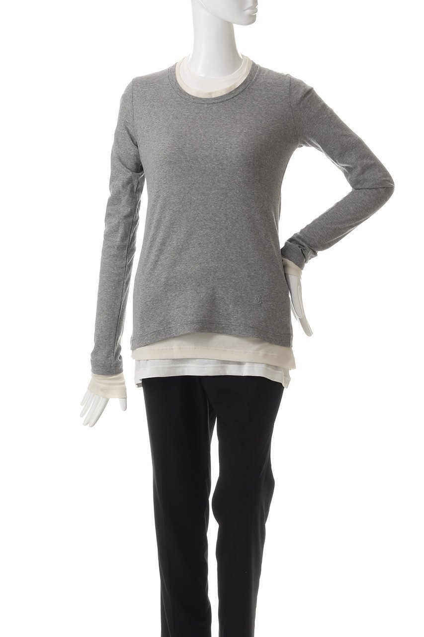 【ジル サンダー/JIL SANDER】の【JIL SANDER+】KIT レイヤード ロングスリーブTシャツ 人気、トレンドファッション・服の通販 founy(ファニー) 　ファッション　Fashion　レディースファッション　Fashion for Women　トップス・カットソー　Cut & Sew Tops　シャツ・ブラウス・オフィスカジュアル　Elegant Blouses & Button-Ups　ロングTシャツ・Tシャツ　Longline T-Shirts & Tees　カットソー・ベーシックTシャツ　Cut-and-Sewn Tops / Stretch Tees & Basics　コンパクト　Compact, Small Size　ショート　Short, Short Length　シンプル　Simple, Minimal　スリーブ　Sleeve, Long Sleeve / Short Sleeve　フィット　Fit, Slim Fit　ボトム　Bottoms, Lower Wear　ロング　Long, Long-Length　other-2|ID: prp329100004309706 ipo3291000000034544466