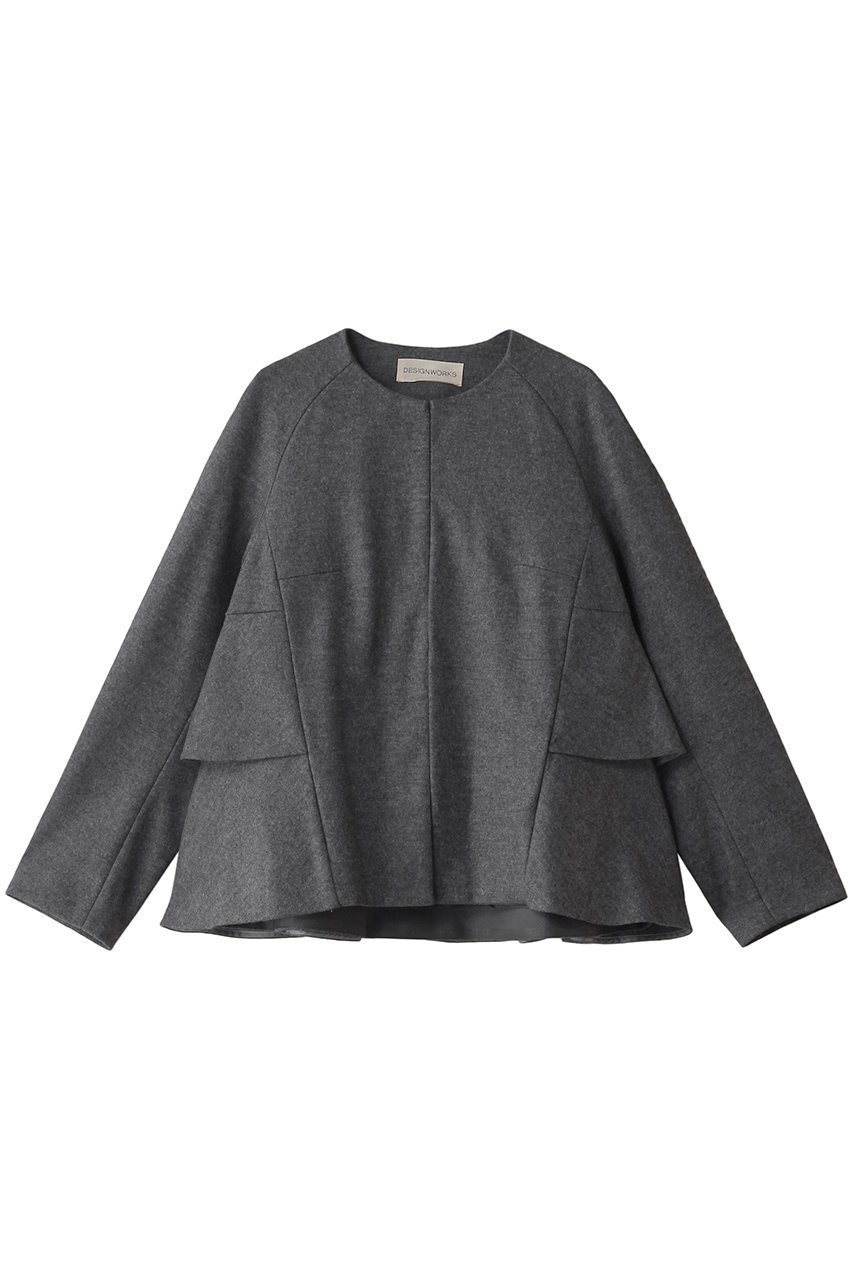 【デザイン ワークス/DESIGN WORKS】のバックフリルジャケット インテリア・キッズ・メンズ・レディースファッション・服の通販 founy(ファニー) 　ファッション　Fashion　レディースファッション　Fashion for Women　アウター　Coat / Outerwear Collection　レディースジャケット・軽アウター　Jackets　シンプル　Simple, Minimal　ジャケット　Jacket, Outerwear　フリル　Frill, Ruffle　フロント　Front, Front Design　マニッシュ　Mannish, Boyish　グレー|ID: prp329100004309731 ipo3291000000035370528