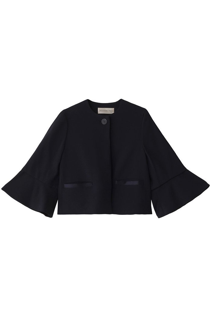 【デザイン ワークス/DESIGN WORKS】のトリアセジョーゼットノーカラージャケット インテリア・キッズ・メンズ・レディースファッション・服の通販 founy(ファニー) https://founy.com/ ファッション Fashion レディースファッション Fashion for Women アウター Coat / Outerwear Collection レディースジャケット・軽アウター Jackets ノーカラージャケット / シンプル上品コーデ Collarless Jackets ショート Short, Short Length ジャケット Jacket, Outerwear セレモニー Ceremony ビジネス 仕事 通勤 Business / Work / Commuting フレア Flare, Flared |ID: prp329100004309738 ipo3291000000032932382