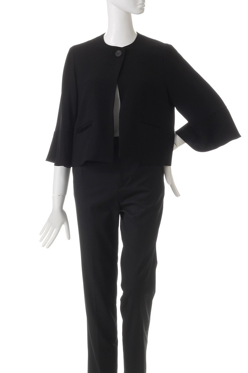 【デザイン ワークス/DESIGN WORKS】のトリアセジョーゼットノーカラージャケット 人気、トレンドファッション・服の通販 founy(ファニー) 　ファッション　Fashion　レディースファッション　Fashion for Women　アウター　Coat / Outerwear Collection　レディースジャケット・軽アウター　Jackets　ノーカラージャケット / シンプル上品コーデ　Collarless Jackets　ショート　Short, Short Length　ジャケット　Jacket, Outerwear　セレモニー　Ceremony　ビジネス 仕事 通勤　Business / Work / Commuting　フレア　Flare, Flared　other-2|ID: prp329100004309738 ipo3291000000032932400