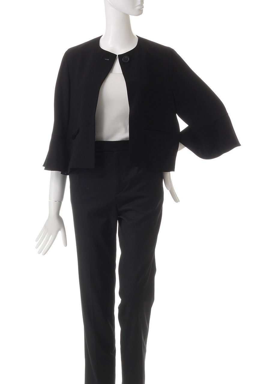 【デザイン ワークス/DESIGN WORKS】のトリアセジョーゼットノーカラージャケット 人気、トレンドファッション・服の通販 founy(ファニー) 　ファッション　Fashion　レディースファッション　Fashion for Women　アウター　Coat / Outerwear Collection　レディースジャケット・軽アウター　Jackets　ノーカラージャケット / シンプル上品コーデ　Collarless Jackets　ショート　Short, Short Length　ジャケット　Jacket, Outerwear　セレモニー　Ceremony　ビジネス 仕事 通勤　Business / Work / Commuting　フレア　Flare, Flared　other-7|ID: prp329100004309738 ipo3291000000035599102