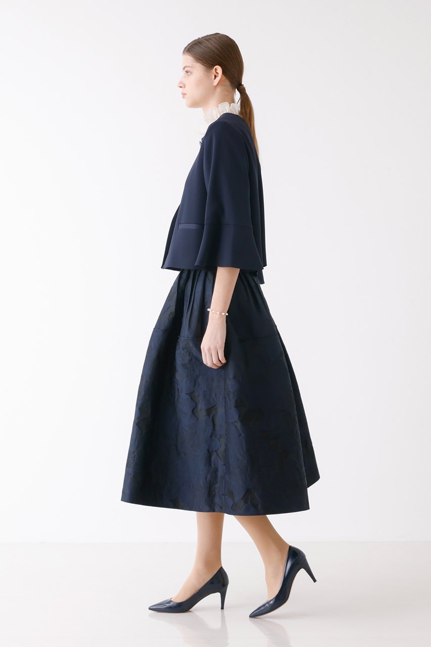 【デザイン ワークス/DESIGN WORKS】のトリアセジョーゼットノーカラージャケット 人気、トレンドファッション・服の通販 founy(ファニー) 　ファッション　Fashion　レディースファッション　Fashion for Women　アウター　Coat / Outerwear Collection　レディースジャケット・軽アウター　Jackets　ノーカラージャケット / シンプル上品コーデ　Collarless Jackets　ショート　Short, Short Length　ジャケット　Jacket, Outerwear　セレモニー　Ceremony　ビジネス 仕事 通勤　Business / Work / Commuting　フレア　Flare, Flared　other-8|ID: prp329100004309738 ipo3291000000035599106