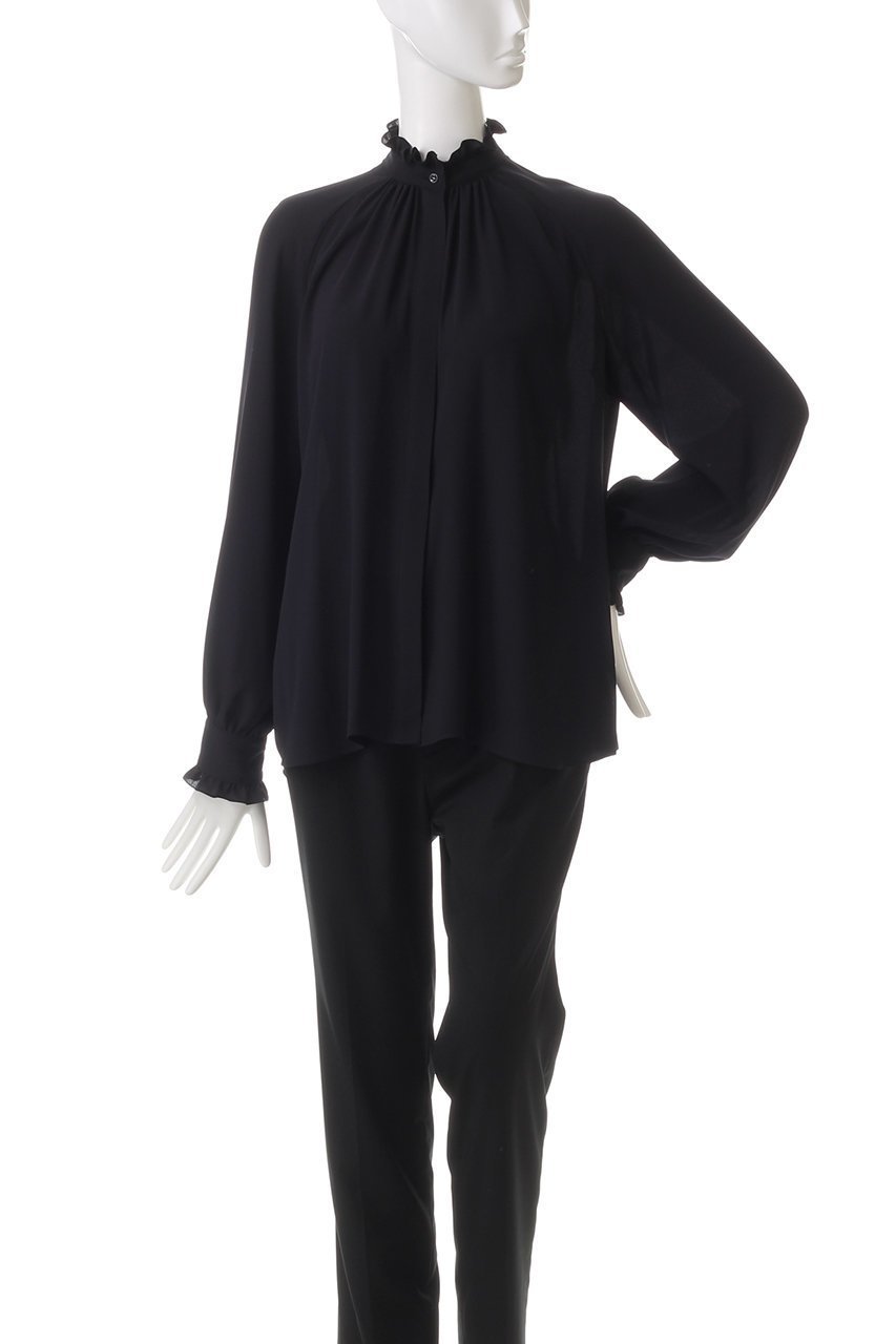 【デザイン ワークス/DESIGN WORKS】のフリルカラーリボンブラウス 人気、トレンドファッション・服の通販 founy(ファニー) 　ファッション　Fashion　レディースファッション　Fashion for Women　トップス・カットソー　Cut & Sew Tops　シャツ・ブラウス・オフィスカジュアル　Elegant Blouses & Button-Ups　スリーブ　Sleeve, Long Sleeve / Short Sleeve　フリル　Frill, Ruffle　リボン　Ribbon, Bow　ロング　Long, Long-Length　other-6|ID: prp329100004309739 ipo3291000000032850673