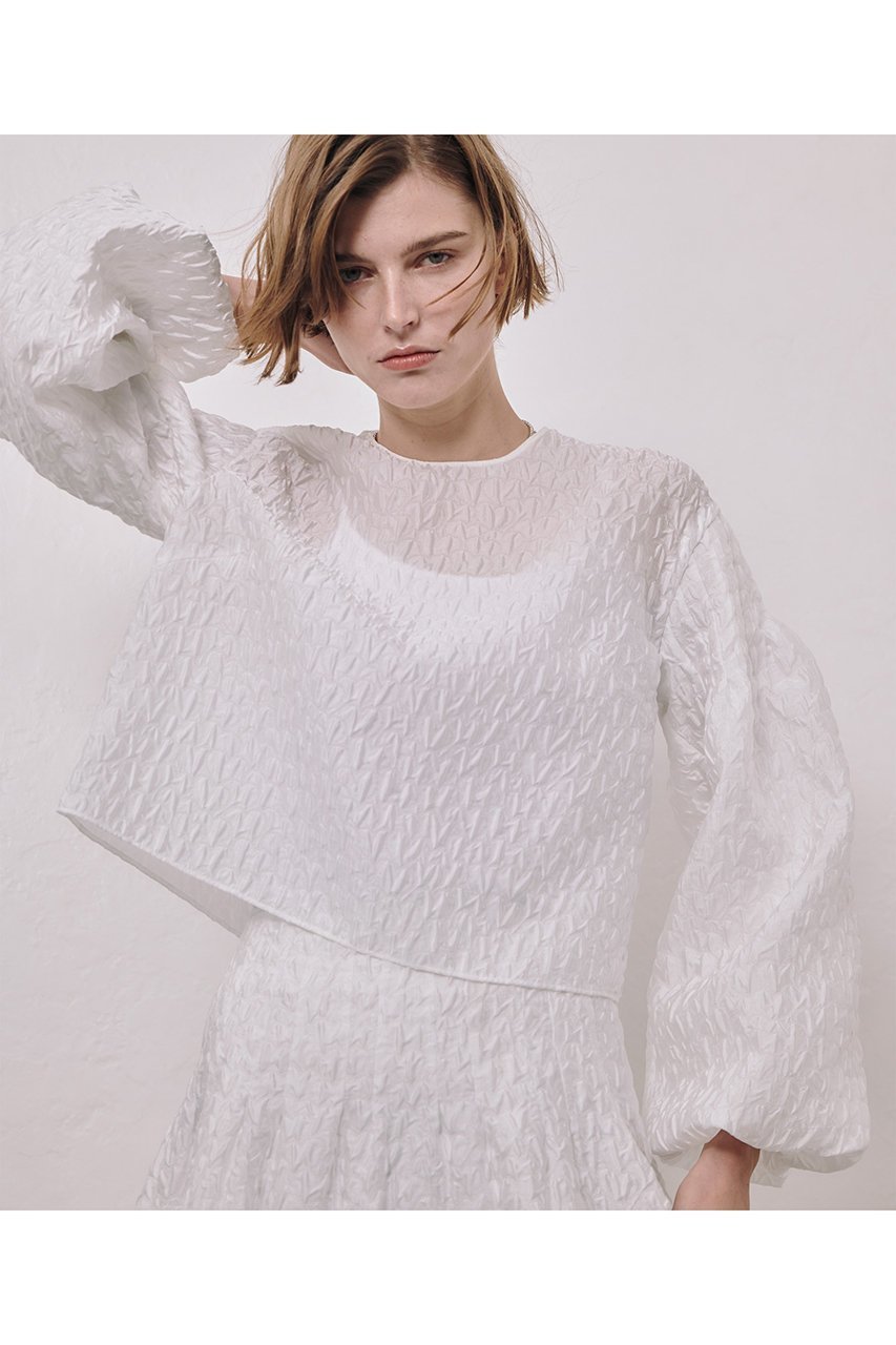 【アルアバイル/allureville】のフクレJQブラウス 人気、トレンドファッション・服の通販 founy(ファニー) 　ファッション　Fashion　レディースファッション　Fashion for Women　トップス・カットソー　Cut & Sew Tops　シャツ・ブラウス・オフィスカジュアル　Elegant Blouses & Button-Ups　おすすめ　Recommended / Our Picks　ジャカード／ジャガード　Jacquard, Woven Pattern　スリーブ　Sleeve, Long Sleeve / Short Sleeve　デニム　Denim, Jeans Material　ロング　Long, Long-Length　再入荷　Restock / Back in Stock　other-8|ID: prp329100004309747 ipo3291000000035055163