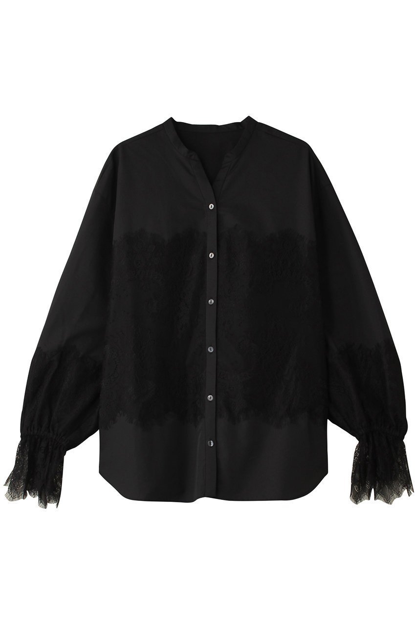 【アルアバイル/allureville】のレーシードッキングシャツ インテリア・キッズ・メンズ・レディースファッション・服の通販 founy(ファニー) 　ファッション　Fashion　レディースファッション　Fashion for Women　トップス・カットソー　Cut & Sew Tops　シャツ・ブラウス・オフィスカジュアル　Elegant Blouses & Button-Ups　スリーブ　Sleeve, Long Sleeve / Short Sleeve　ドッキング　Docking, Mixed Material　バランス　Balance, Style Balance　レース　Lace, Lace Fabric　ロング　Long, Long-Length　エレガント 上品　Elegant　ブラック|ID: prp329100004309748 ipo3291000000032841414
