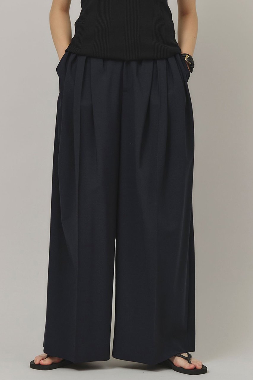 【カレンソロジー/Curensology】のウールブレンドタックパンツ インテリア・キッズ・メンズ・レディースファッション・服の通販 founy(ファニー) 　ファッション　Fashion　レディースファッション　Ladies' Fashion Online　パンツ　Pants　エレガント 上品　Elegant　スタイリッシュ　Stylish　センター　Center　ボックス　Box　ポケット　Pocket　ロング　Long　ワイド　Wide　再入荷　Restock/Back In Stock/Re Arrival　ネイビー|ID: prp329100004309756 ipo3291000000032613576
