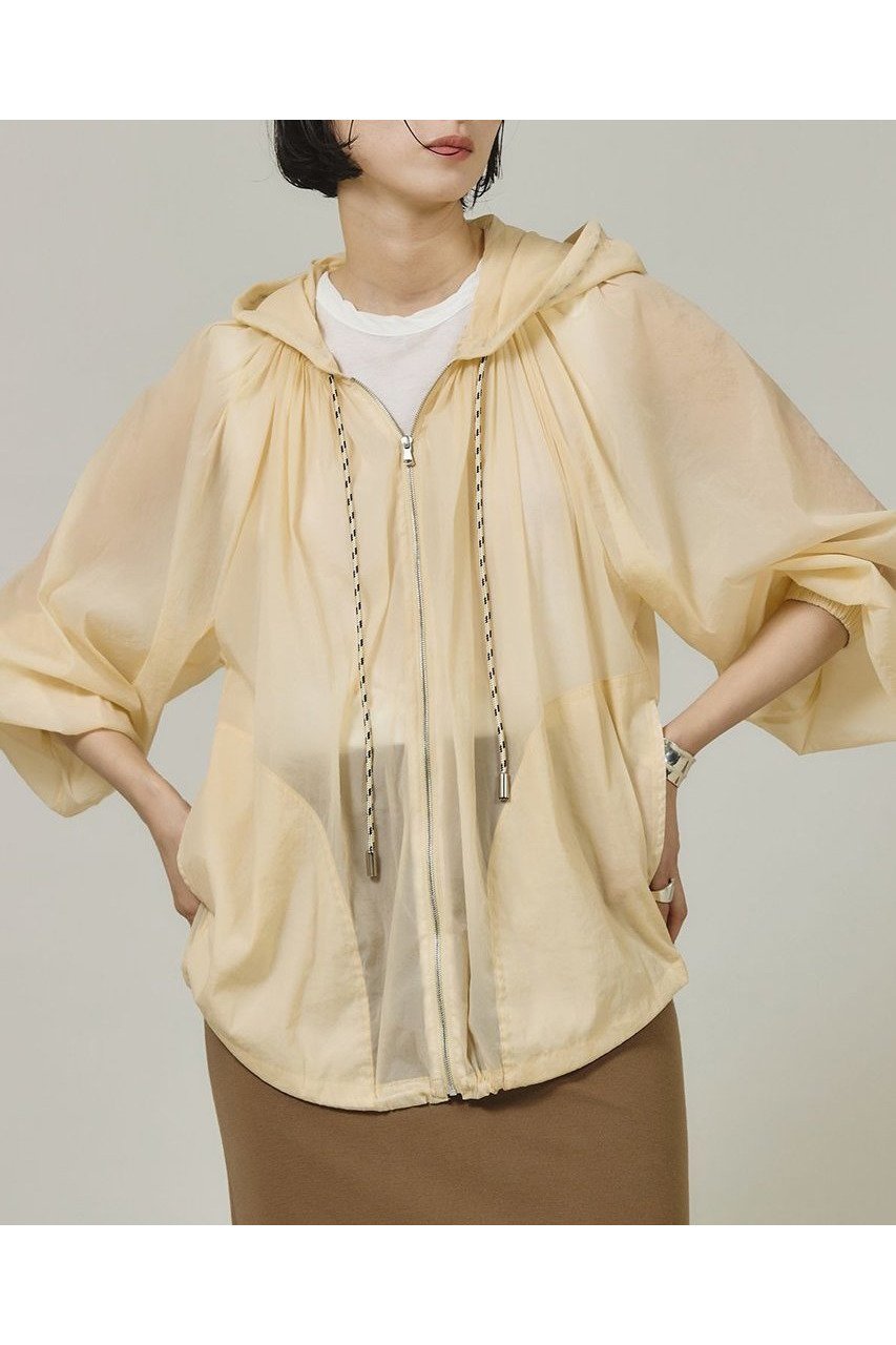 【カレンソロジー/Curensology】の〈5AWARENESS〉ナイロンシアーブルゾン インテリア・キッズ・メンズ・レディースファッション・服の通販 founy(ファニー) 　ファッション　Fashion　レディースファッション　WOMEN　アウター　Coat Outerwear　ジャケット　Jackets　ブルゾン　Blouson/Jackets　なめらか　Smooth　カラフル　Colorful　ギャザー　Gather　シアー　Sheer　ジャケット　Jacket　ストレッチ　Stretch　バランス　Balance　フィット　Fit　フロント　Front　ブルゾン　Blouson　巾着　Purse　旅行　Travel　軽量　Lightweight　クリーム|ID: prp329100004309757 ipo3291000000029885681