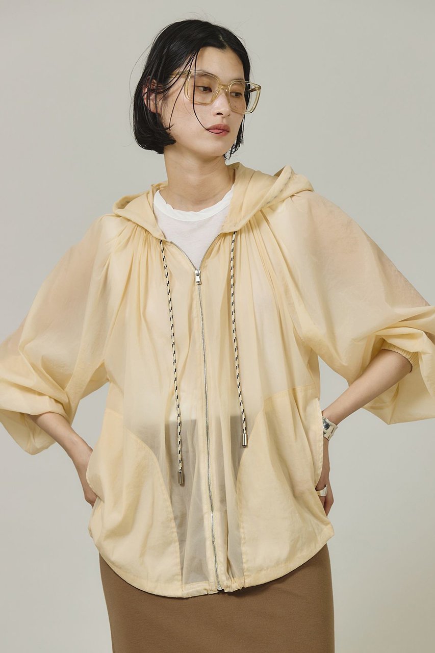 【カレンソロジー/Curensology】の〈5AWARENESS〉ナイロンシアーブルゾン インテリア・キッズ・メンズ・レディースファッション・服の通販 founy(ファニー) 　ファッション　Fashion　レディースファッション　Fashion for Women　アウター　Coat / Outerwear Collection　レディースジャケット・軽アウター　Jackets　ブルゾンジャケット・スポーティアウター　Blouson Jackets　なめらか　Smooth, Silky Texture　カラフル　Colorful Design　ギャザー　Gathered, Ruffled　シアー　Sheer, See-Through　ジャケット　Jacket, Outerwear　ストレッチ　Stretch, Stretchy Fabric　バランス　Balance, Style Balance　フィット　Fit, Slim Fit　フロント　Front, Front Design　ブルゾン　Blouson, Bomber Jacket　再入荷　Restock / Back in Stock　巾着　Drawstring Bag, Kinchaku　旅行　Travel　軽量　Lightweight, Ultra Light　クリーム|ID: prp329100004309757 ipo3291000000032613169