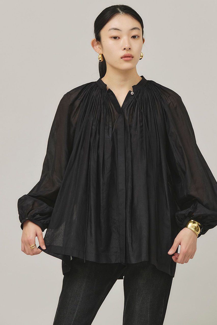 【カレンソロジー/Curensology】のハンドタックブラウス インテリア・キッズ・メンズ・レディースファッション・服の通販 founy(ファニー) 　ファッション　Fashion　レディースファッション　Ladies' Fashion Online　トップス・カットソー　Tops/Tshirt　シャツ/ブラウス　Shirts/Blouses　エアリー　Airy　カフス　Cuffs　シルク　Silk　スリーブ　Sleeve　ハンド　Hand　バランス　Balance　ロング　Long　エレガント 上品　Elegant　再入荷　Restock/Back In Stock/Re Arrival　ブラック|ID: prp329100004309763 ipo3291000000032613213