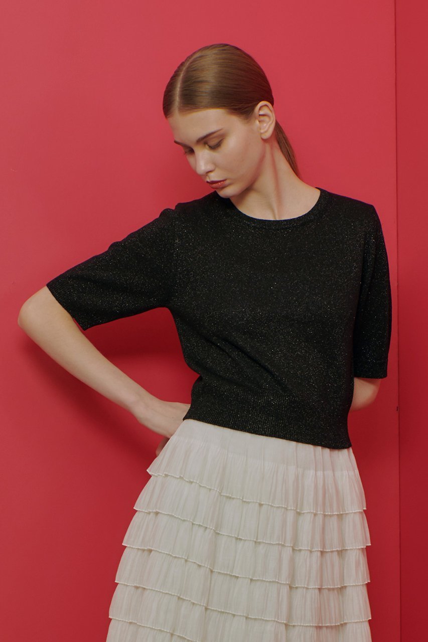【アルアバイル/allureville】の【LOULOU WILLOUGHBY】ラメメランジェプルオーバー 人気、トレンドファッション・服の通販 founy(ファニー) 　ファッション　Fashion　レディースファッション　WOMEN　トップス・カットソー　Tops/Tshirt　ニット　Knit Tops　プルオーバー　Pullover　アンサンブル　Ensemble　カーディガン　Cardigan　コンパクト　Compact　エレガント 上品　Elegant　半袖　Short Sleeve　other-4|ID: prp329100004309765 ipo3291000000031367163